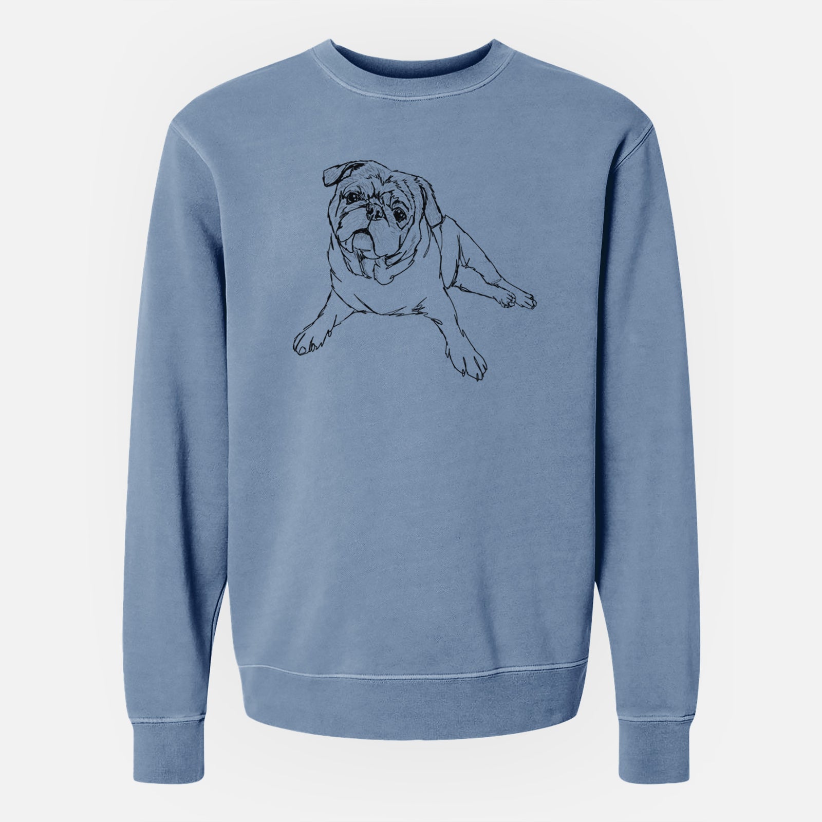 Doodled Benny the Pug - Unisex Pigment Dyed Crew Sweatshirt