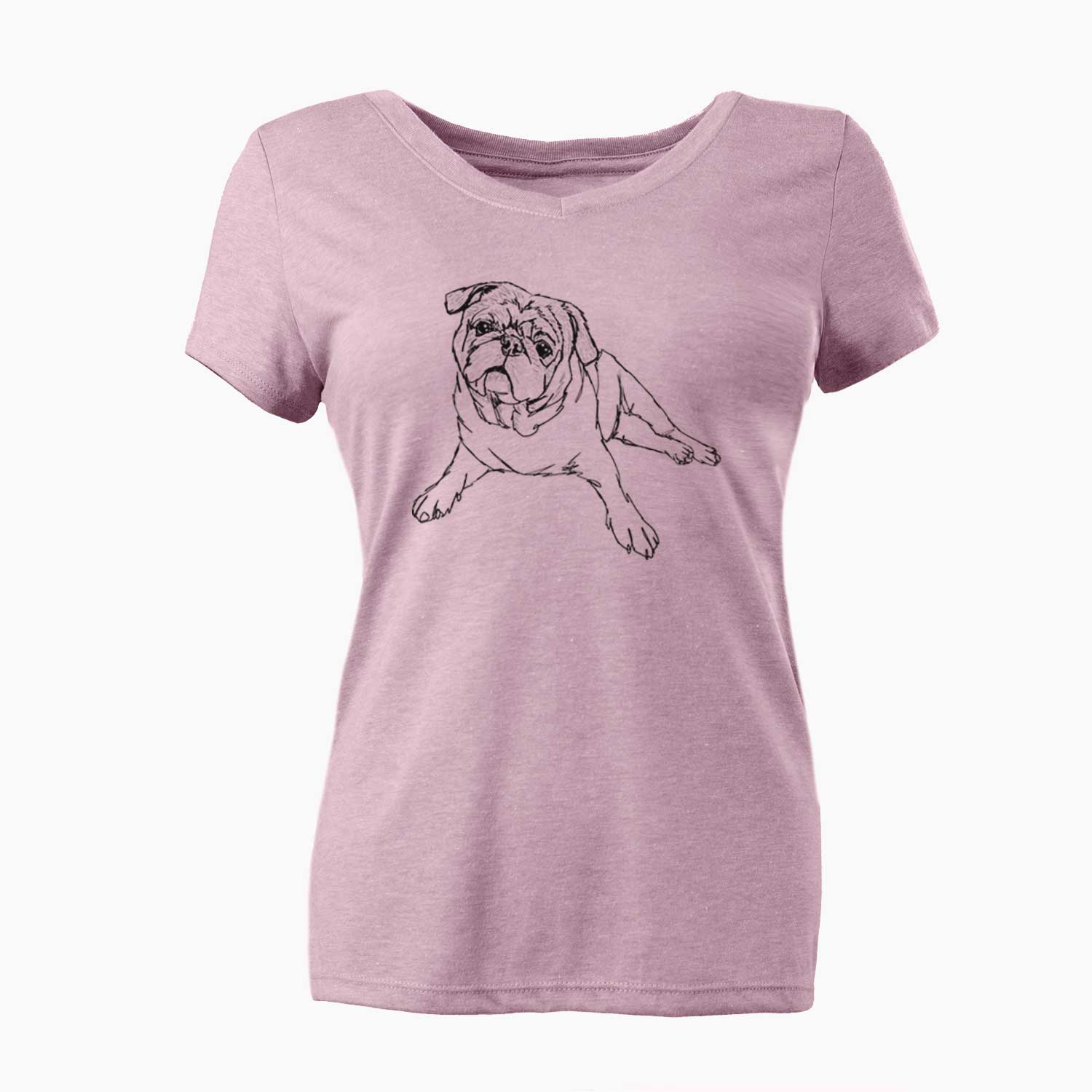 Doodled Benny the Pug - Women's V-neck Shirt