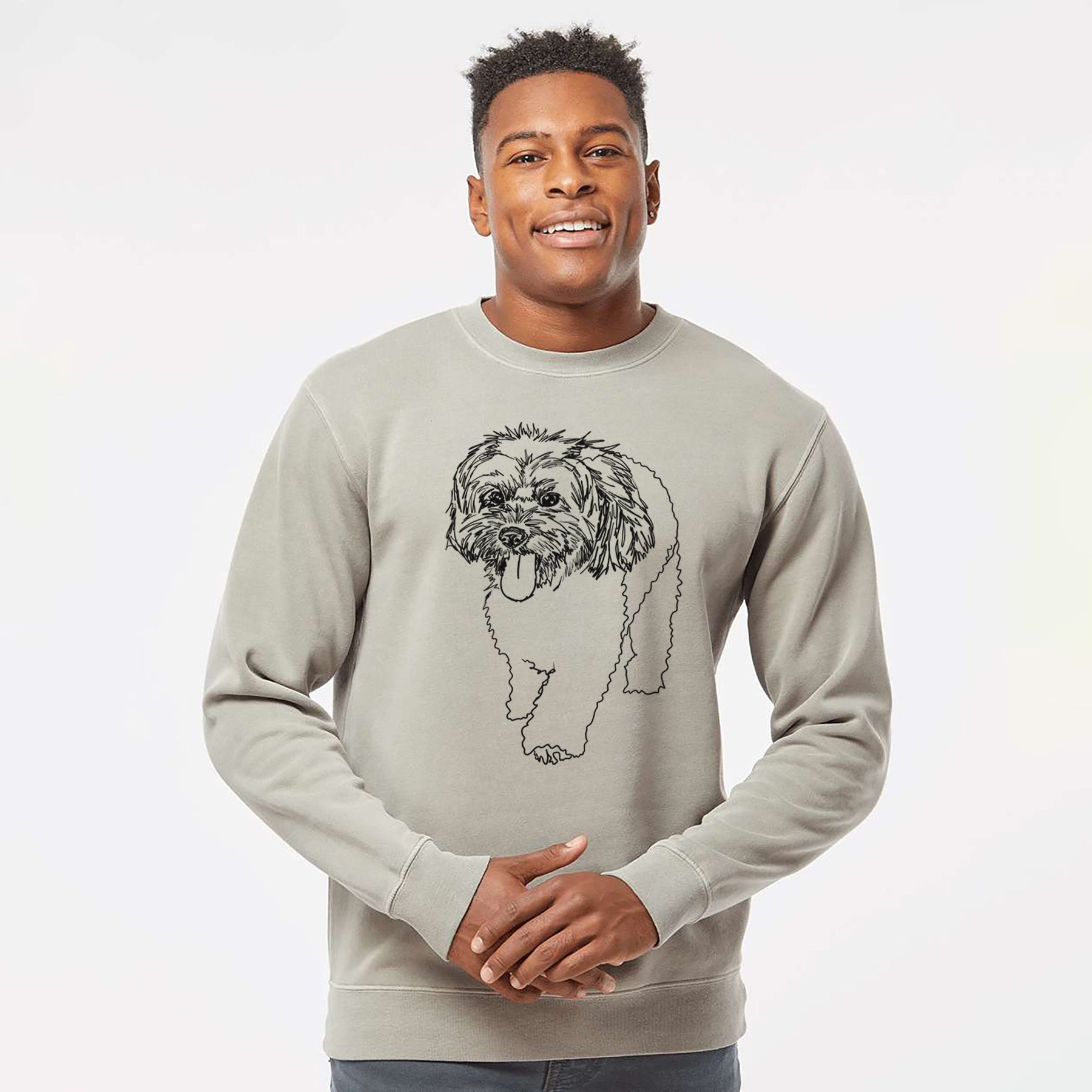 Doodled Benson the Havanese - Unisex Pigment Dyed Crew Sweatshirt