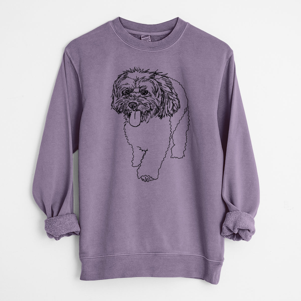 Doodled Benson the Havanese - Unisex Pigment Dyed Crew Sweatshirt