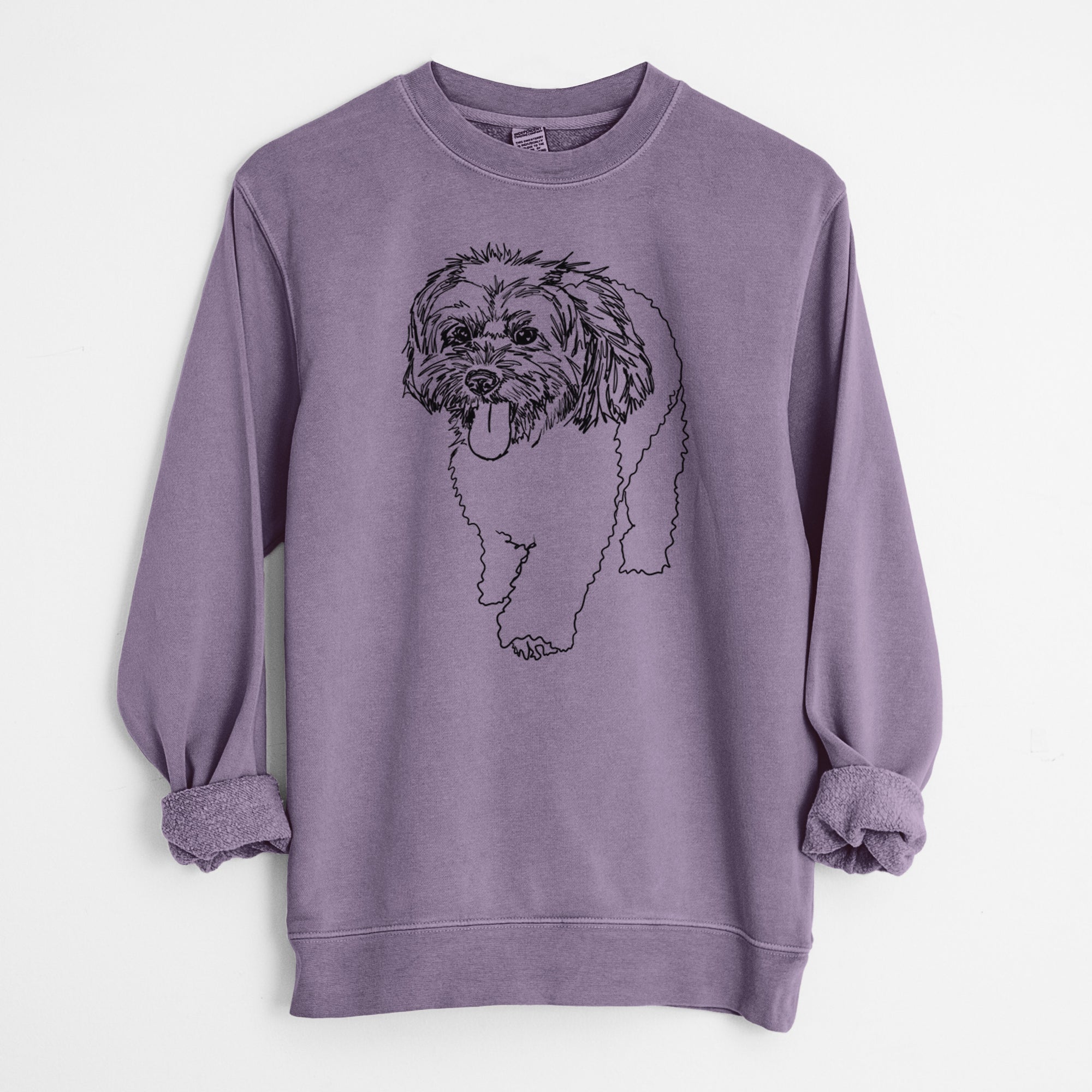 Doodled Benson the Havanese - Unisex Pigment Dyed Crew Sweatshirt