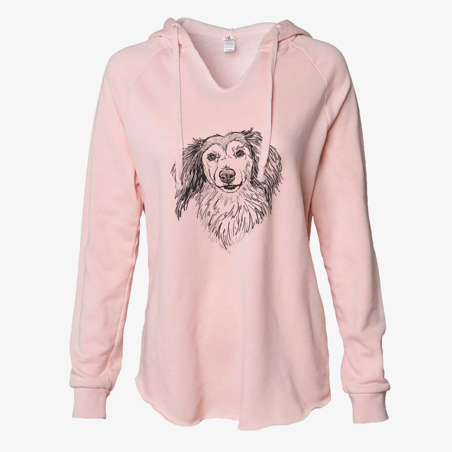 Doodled Bentley the Long Haired Dachshund - Cali Wave Hooded Sweatshirt