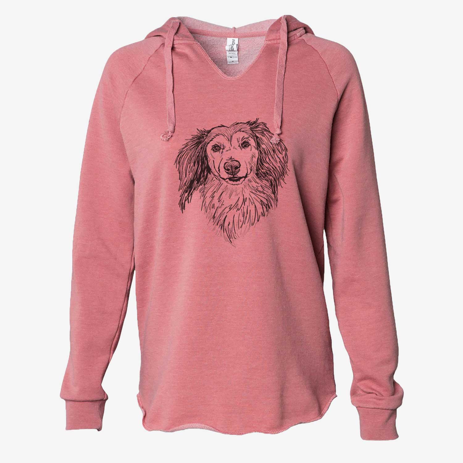 Doodled Bentley the Long Haired Dachshund - Cali Wave Hooded Sweatshirt