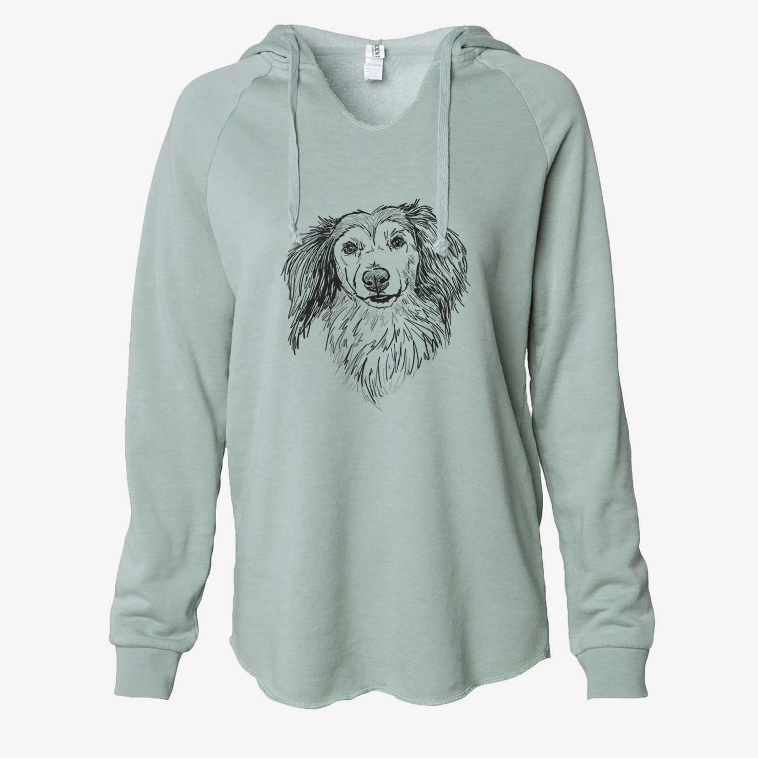 Doodled Bentley the Long Haired Dachshund - Cali Wave Hooded Sweatshirt
