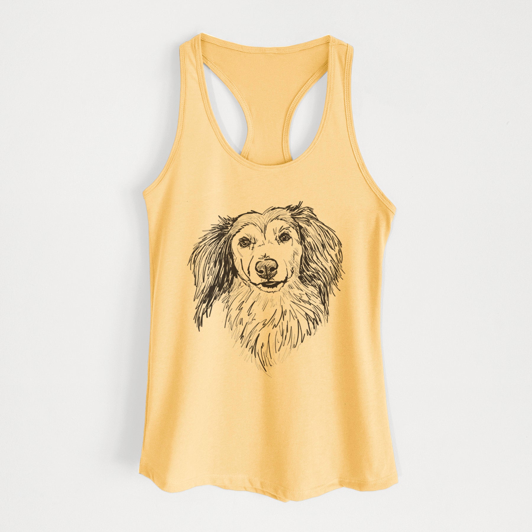 Doodled Bentley the Long Haired Dachshund - Women's Racerback Tanktop