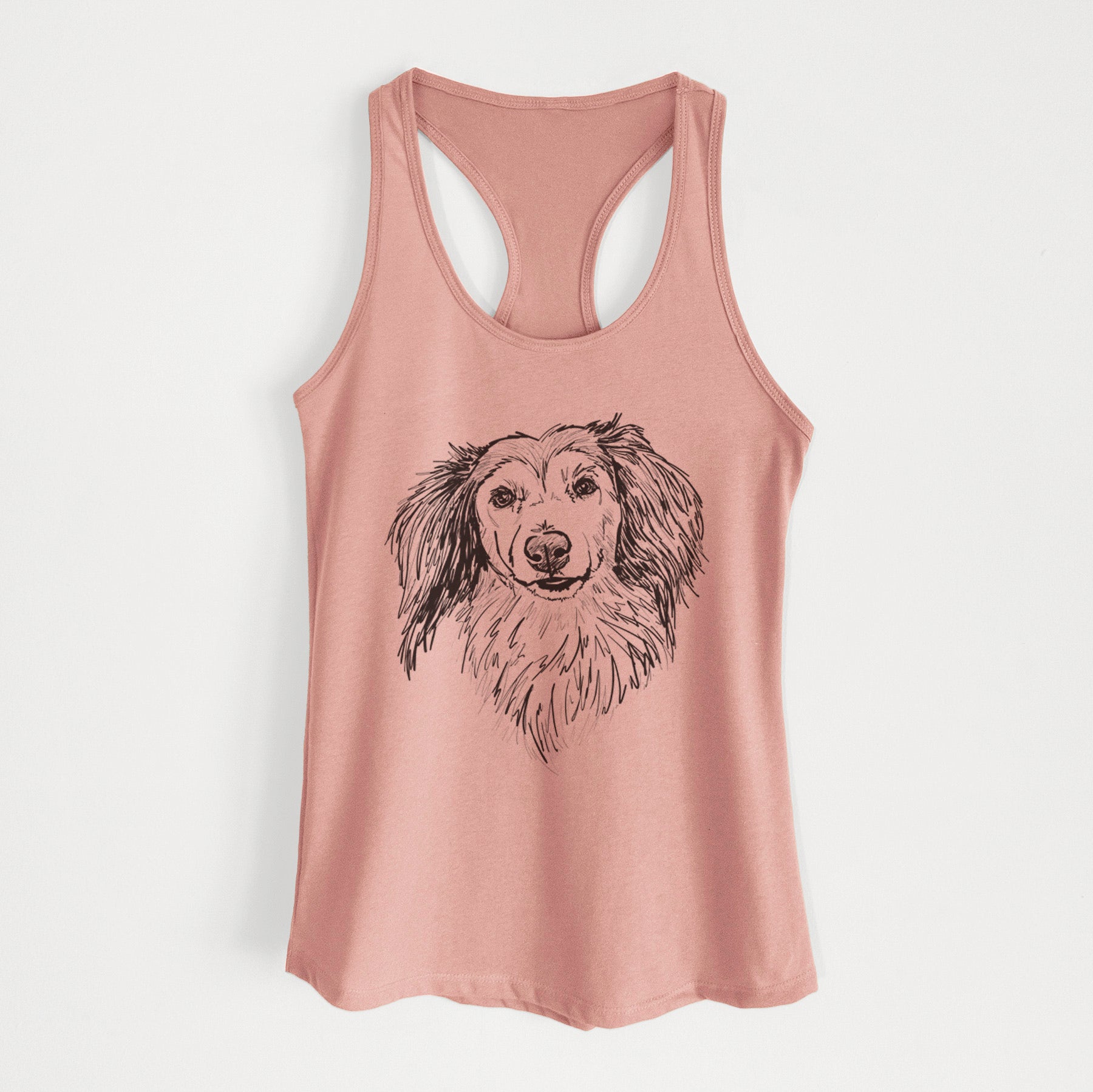 Doodled Bentley the Long Haired Dachshund - Women's Racerback Tanktop