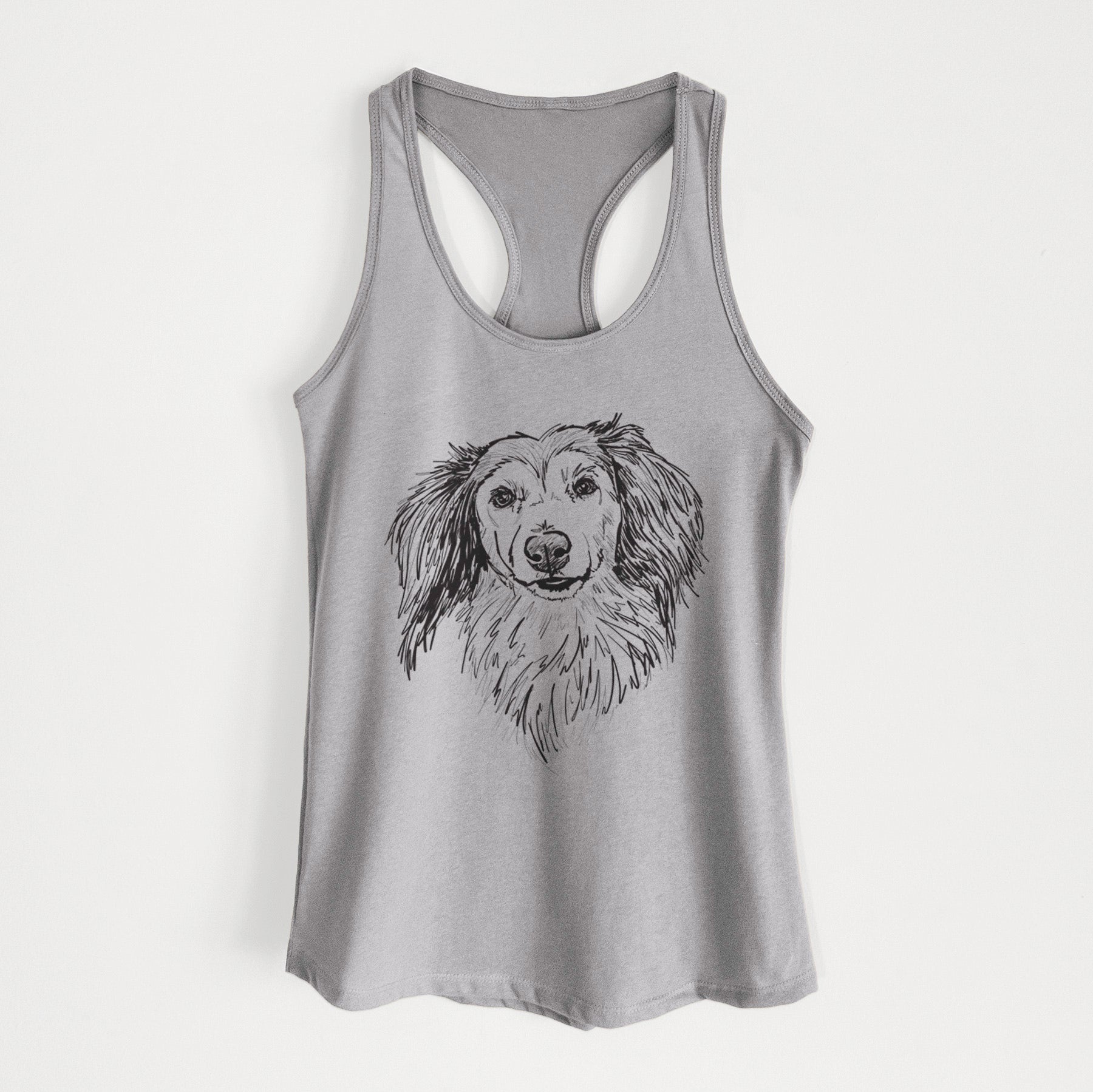 Doodled Bentley the Long Haired Dachshund - Women's Racerback Tanktop