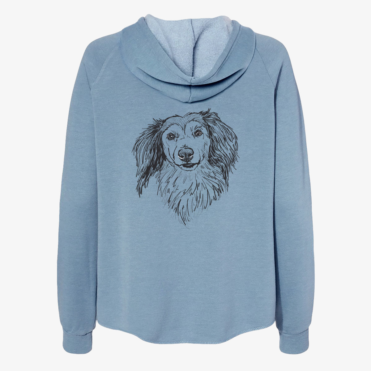 Doodled Bentley the Long Haired Dachshund - Women's Cali Wave Zip-Up Sweatshirt