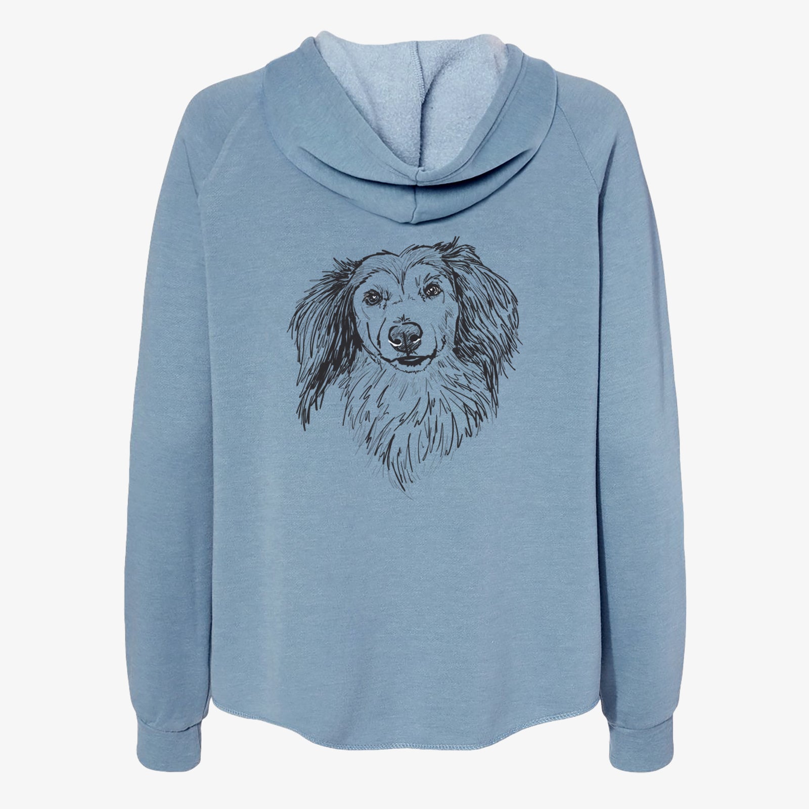 Doodled Bentley the Long Haired Dachshund - Women's Cali Wave Zip-Up Sweatshirt