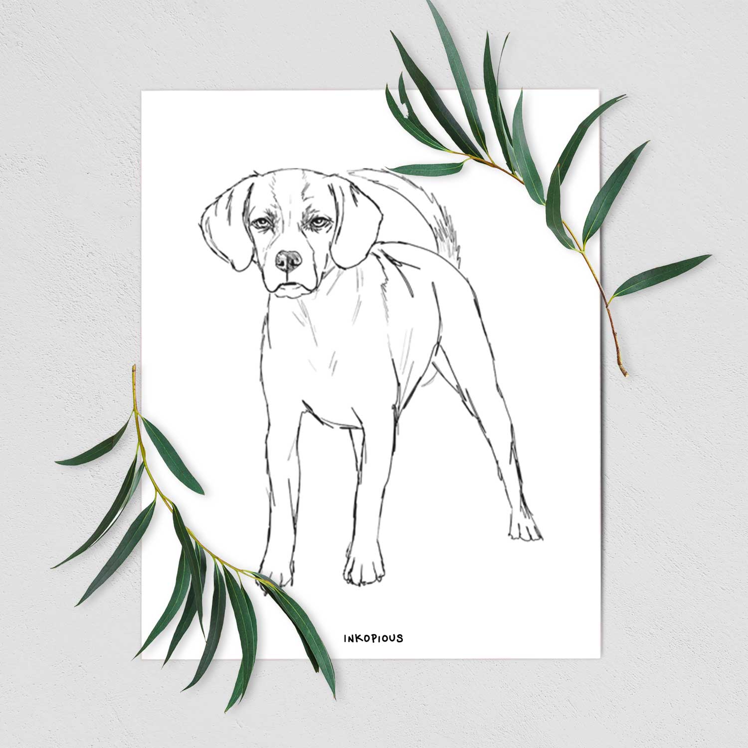 Doodled Bentley the Puggle Art Print