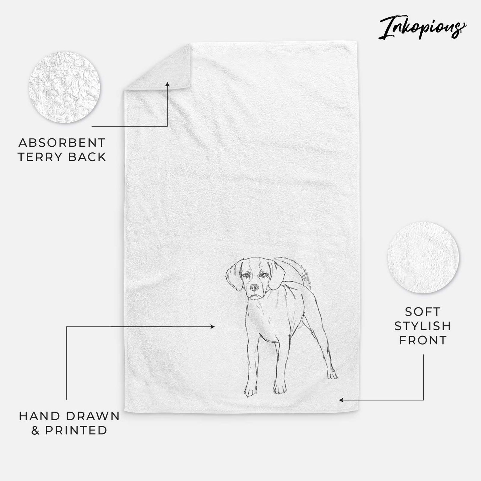 Doodled Bentley the Puggle Decorative Hand Towel