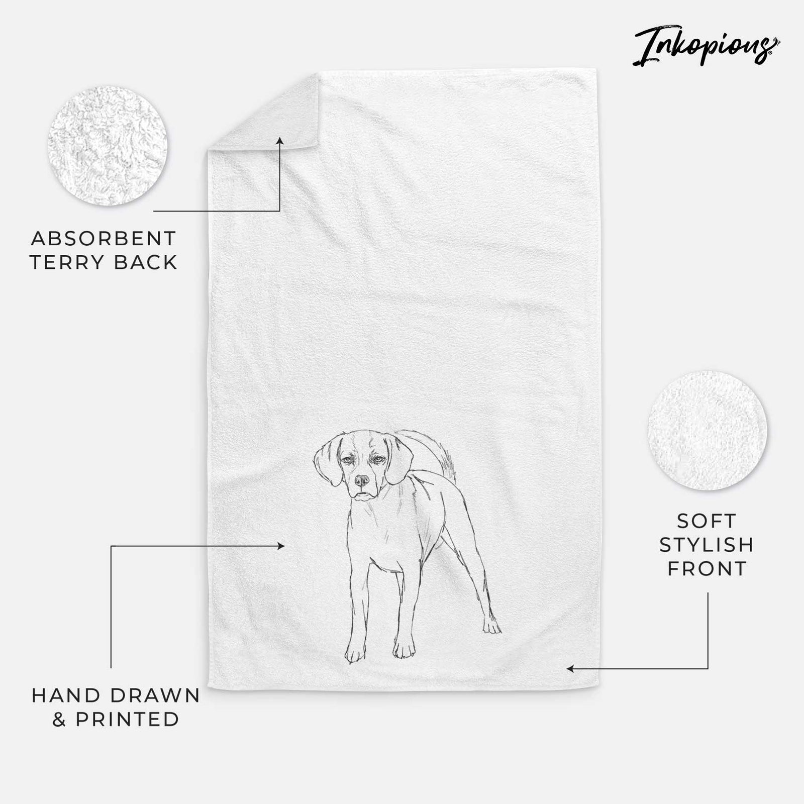 Doodled Bentley the Puggle Decorative Hand Towel