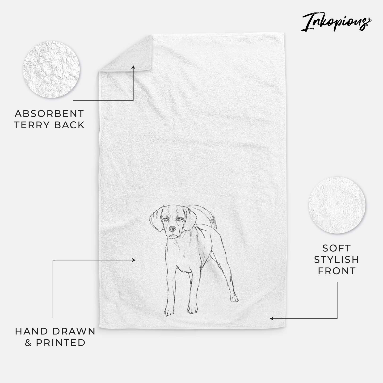 Doodled Bentley the Puggle Decorative Hand Towel