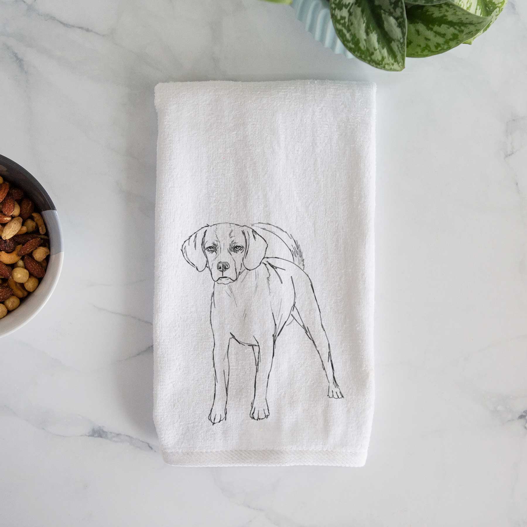 Doodled Bentley the Puggle Decorative Hand Towel