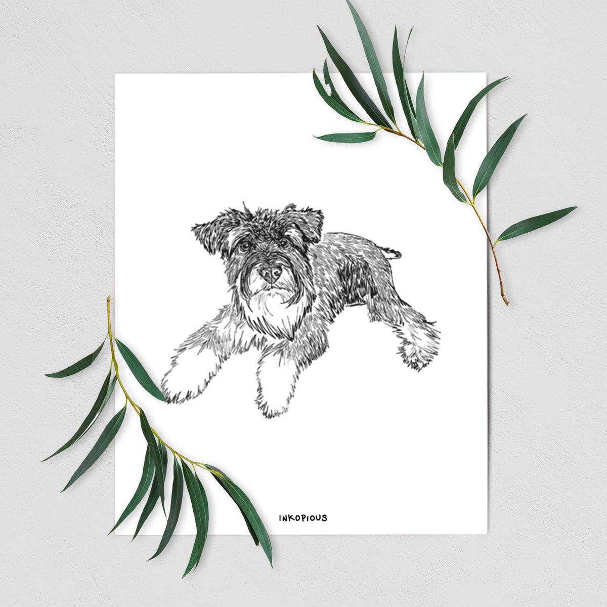Doodled Bentley the Miniature Schnauzer Art Print