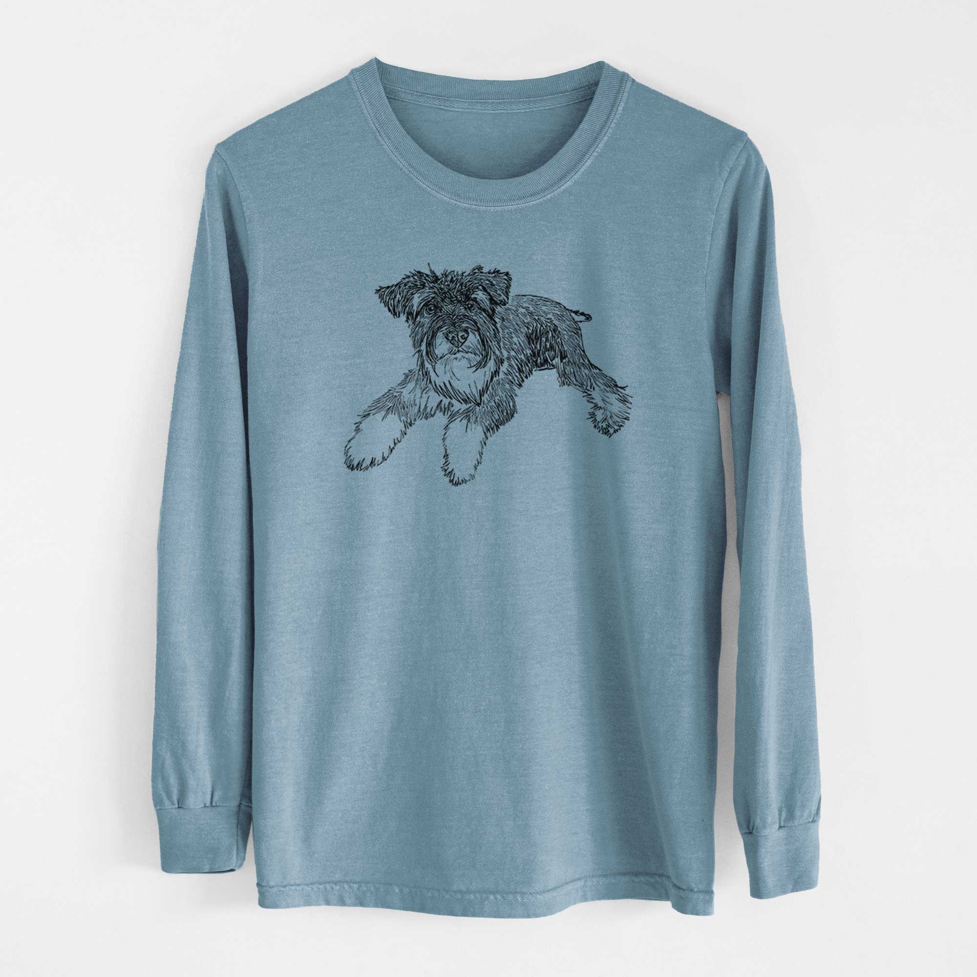 Doodled Bentley the Miniature Schnauzer - Heavyweight 100% Cotton Long Sleeve