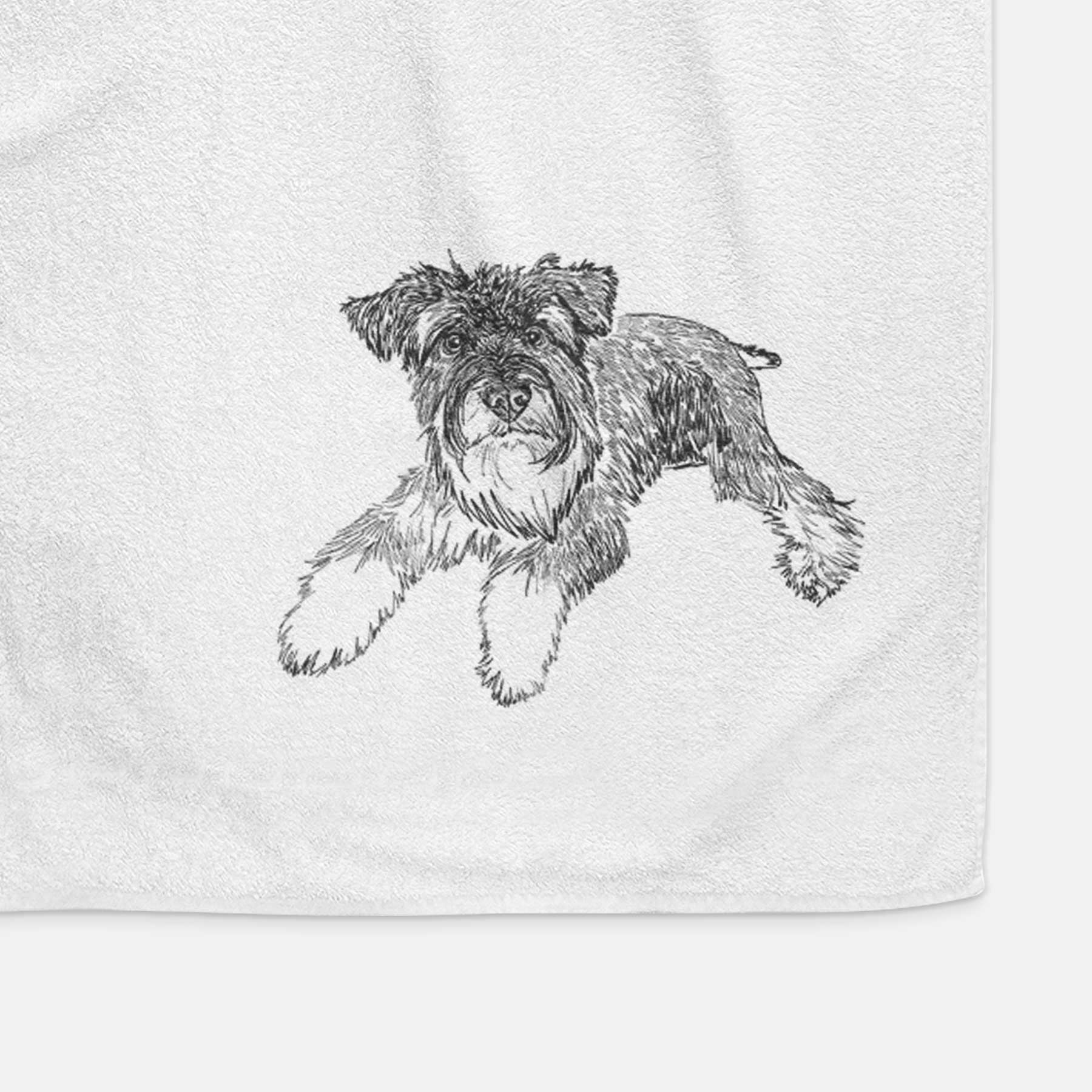 Doodled Bentley the Miniature Schnauzer Decorative Hand Towel