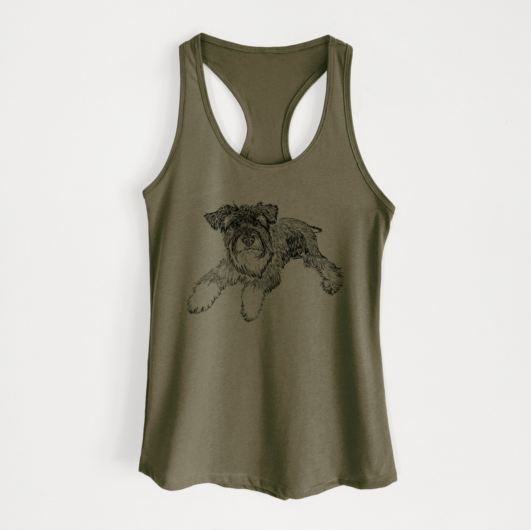 Doodled Bentley the Miniature Schnauzer - Women's Racerback Tanktop