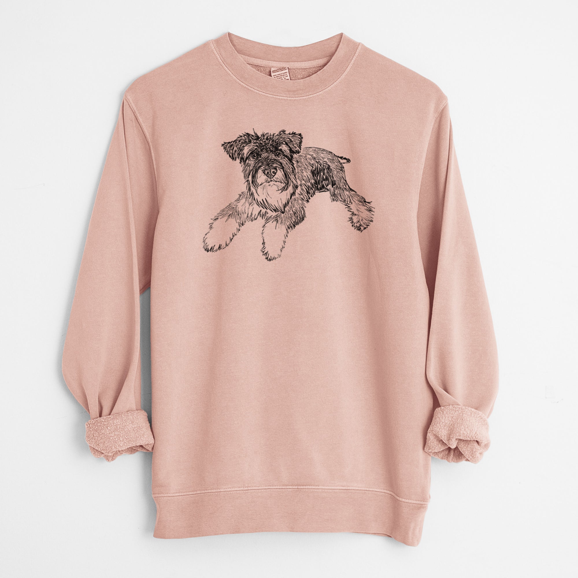 Doodled Bentley the Miniature Schnauzer - Unisex Pigment Dyed Crew Sweatshirt