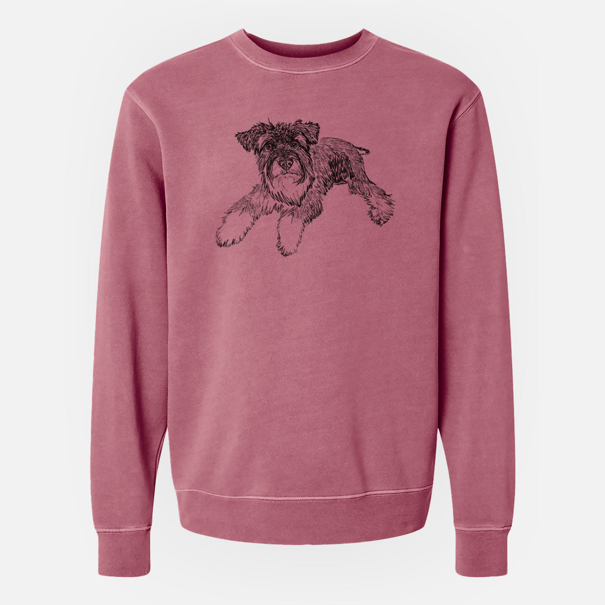Doodled Bentley the Miniature Schnauzer - Unisex Pigment Dyed Crew Sweatshirt