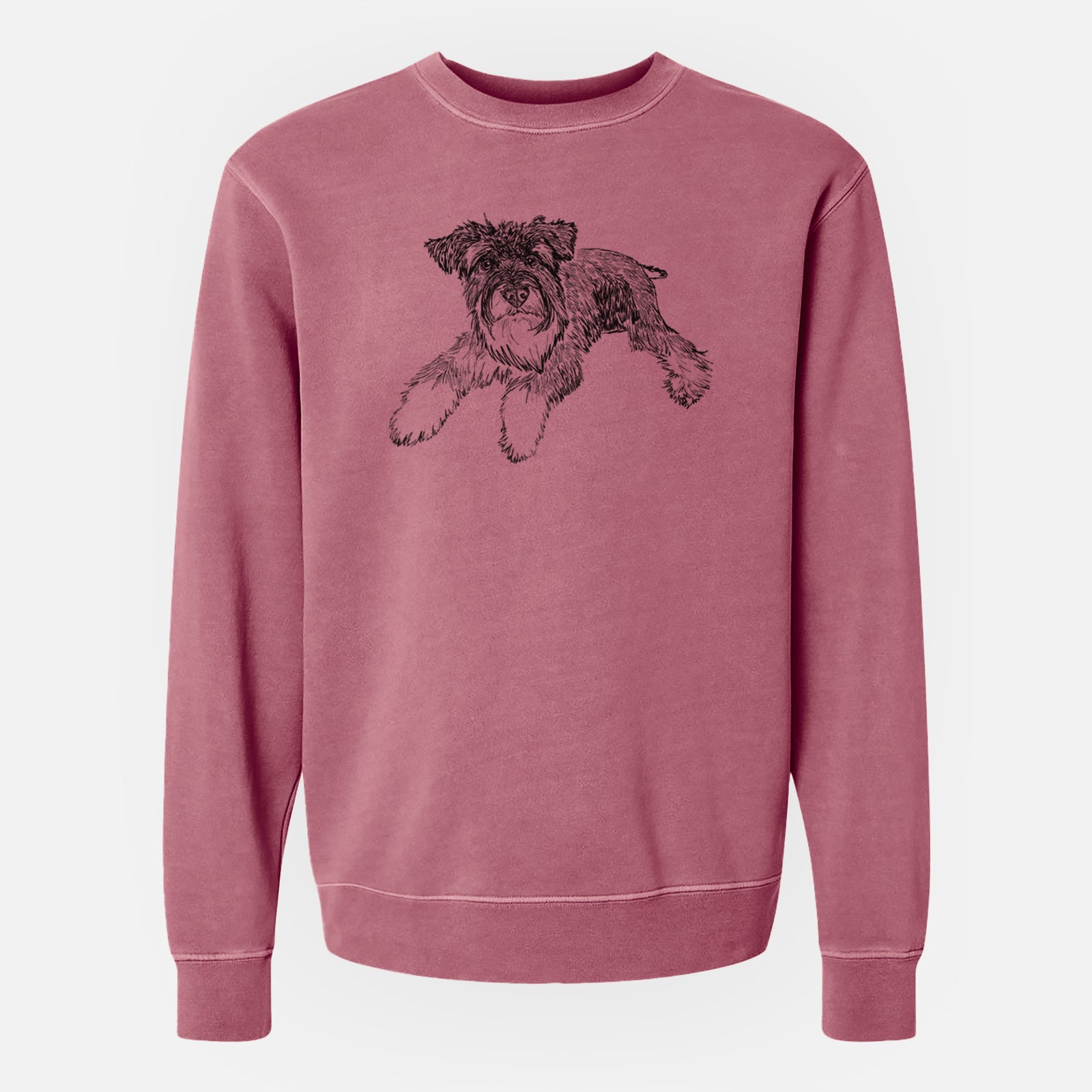 Doodled Bentley the Miniature Schnauzer - Unisex Pigment Dyed Crew Sweatshirt