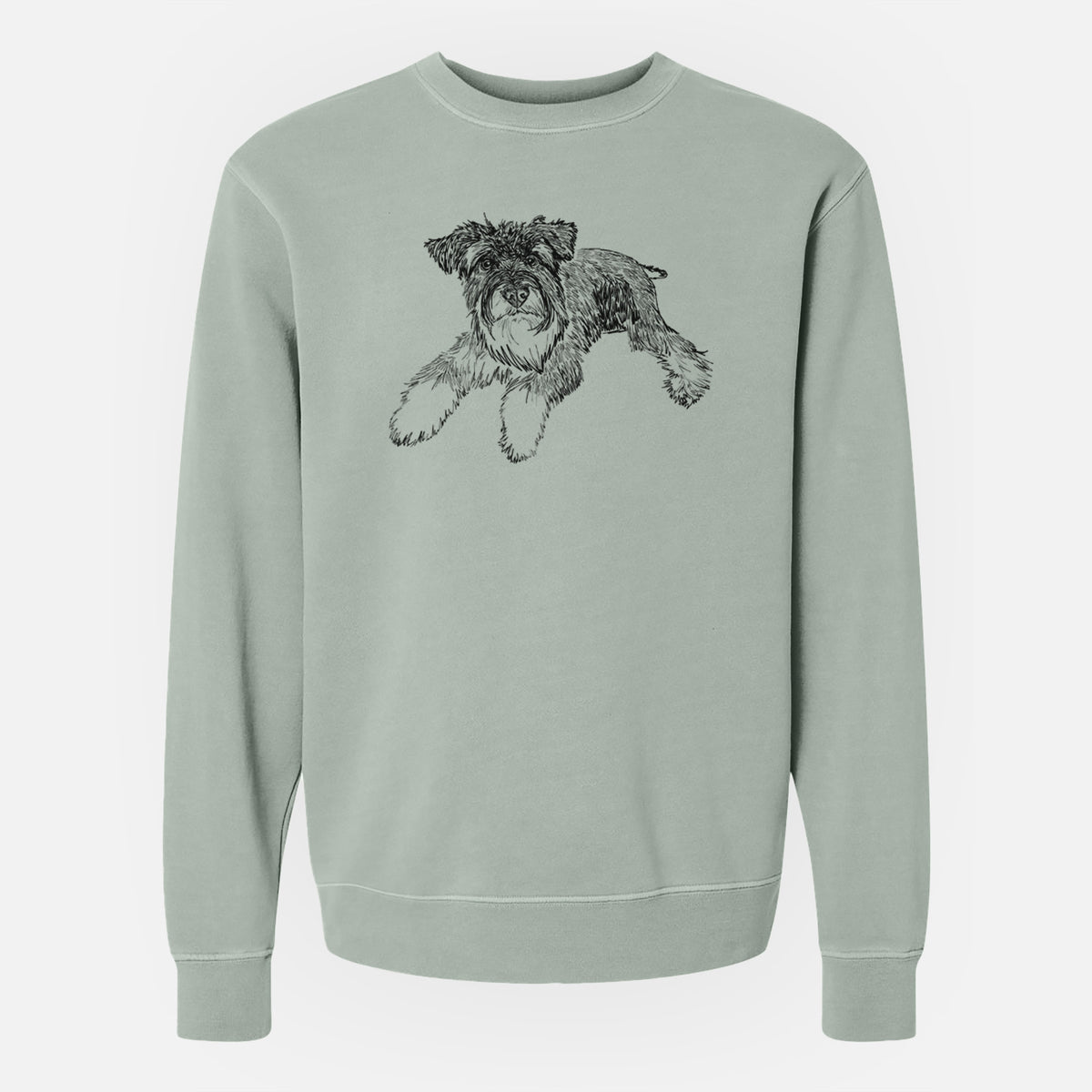 Doodled Bentley the Miniature Schnauzer - Unisex Pigment Dyed Crew Sweatshirt