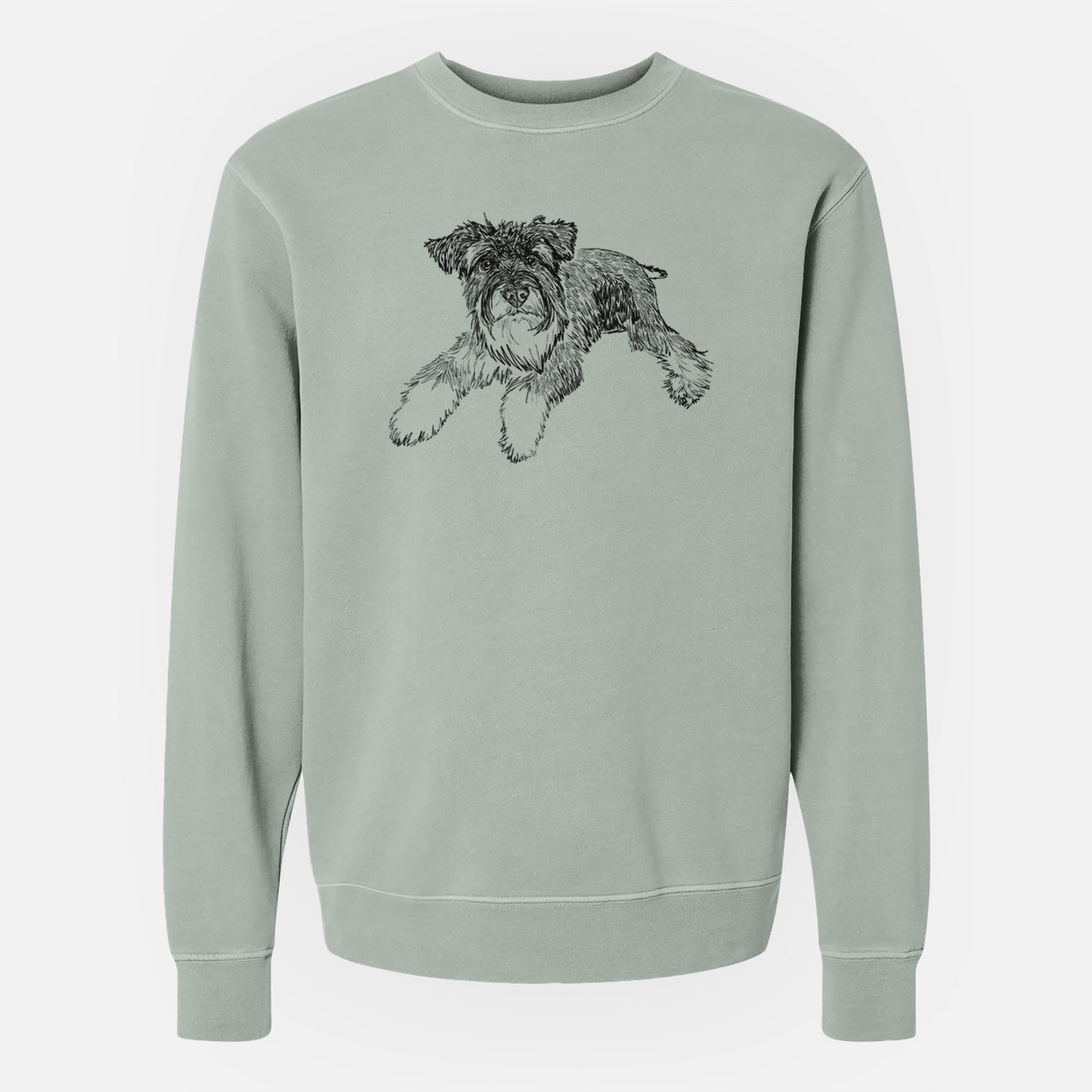 Doodled Bentley the Miniature Schnauzer - Unisex Pigment Dyed Crew Sweatshirt