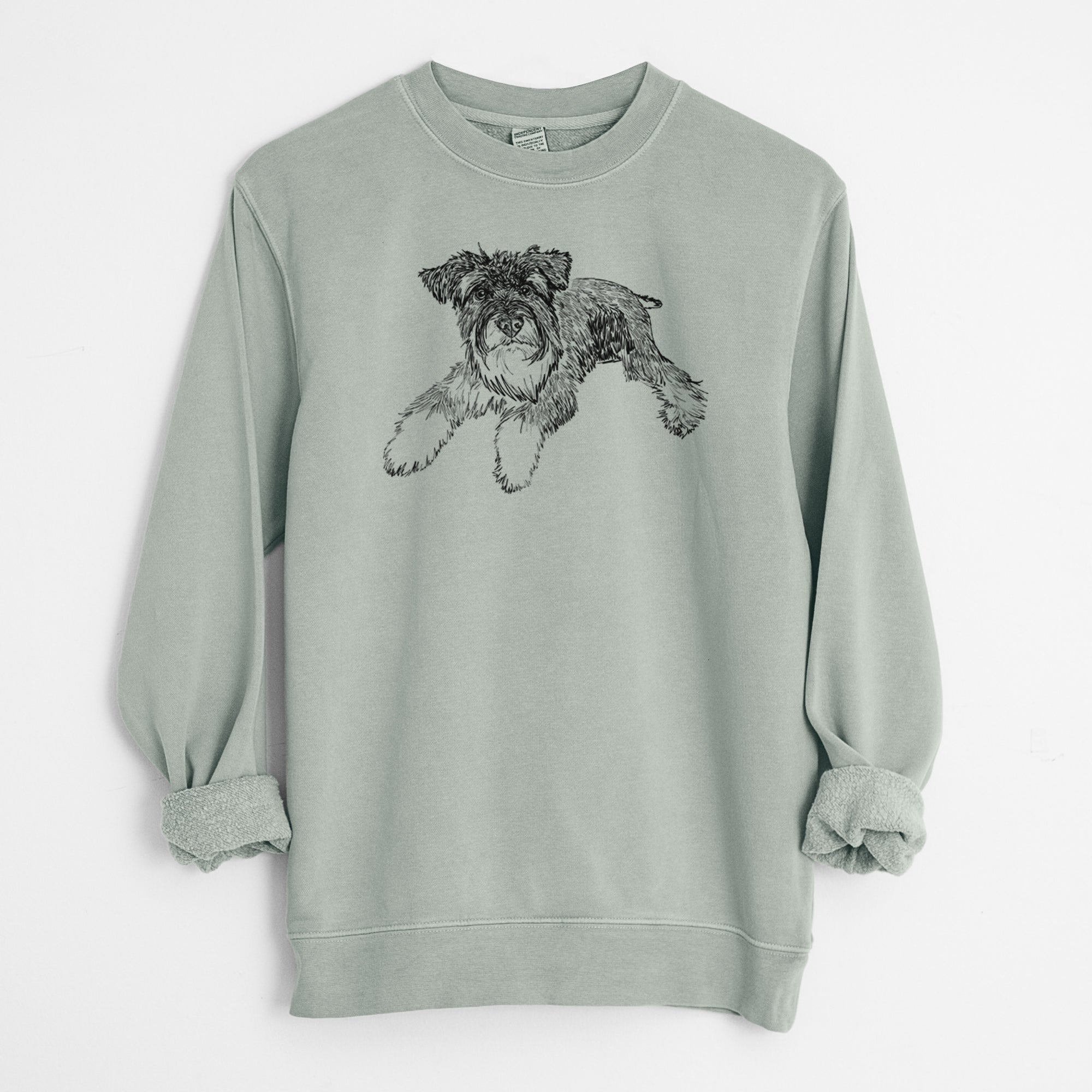 Doodled Bentley the Miniature Schnauzer - Unisex Pigment Dyed Crew Sweatshirt