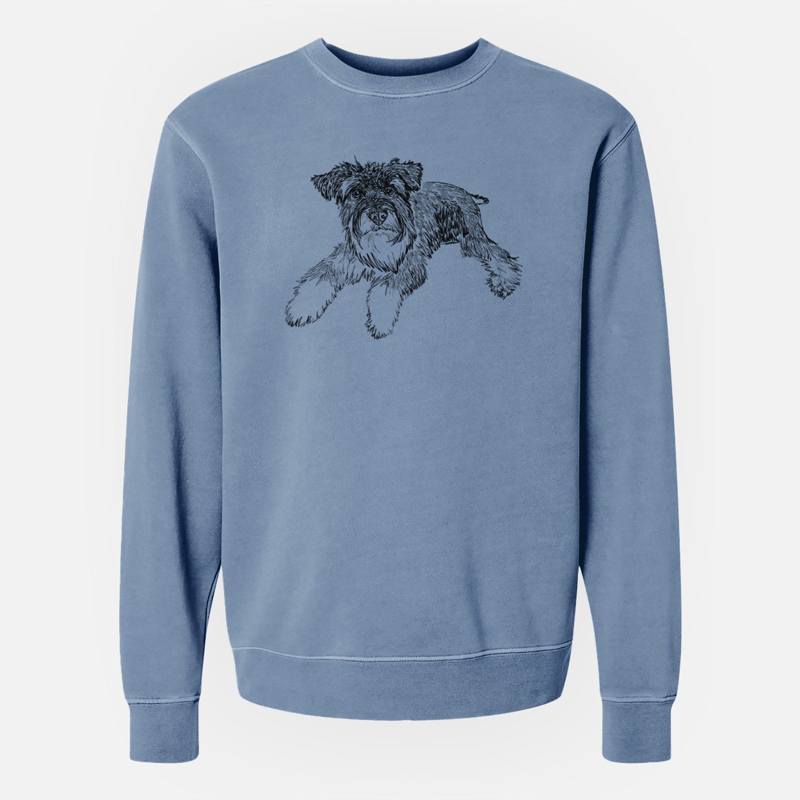 Doodled Bentley the Miniature Schnauzer - Unisex Pigment Dyed Crew Sweatshirt