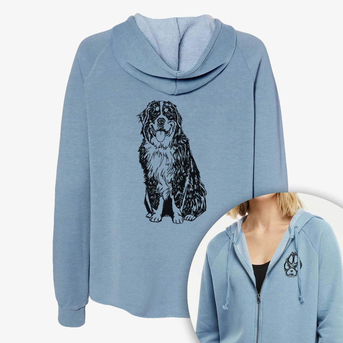 Doodled Bernese Mountain Dog - Women's Cali Wave Zip-Up Sweatshirt