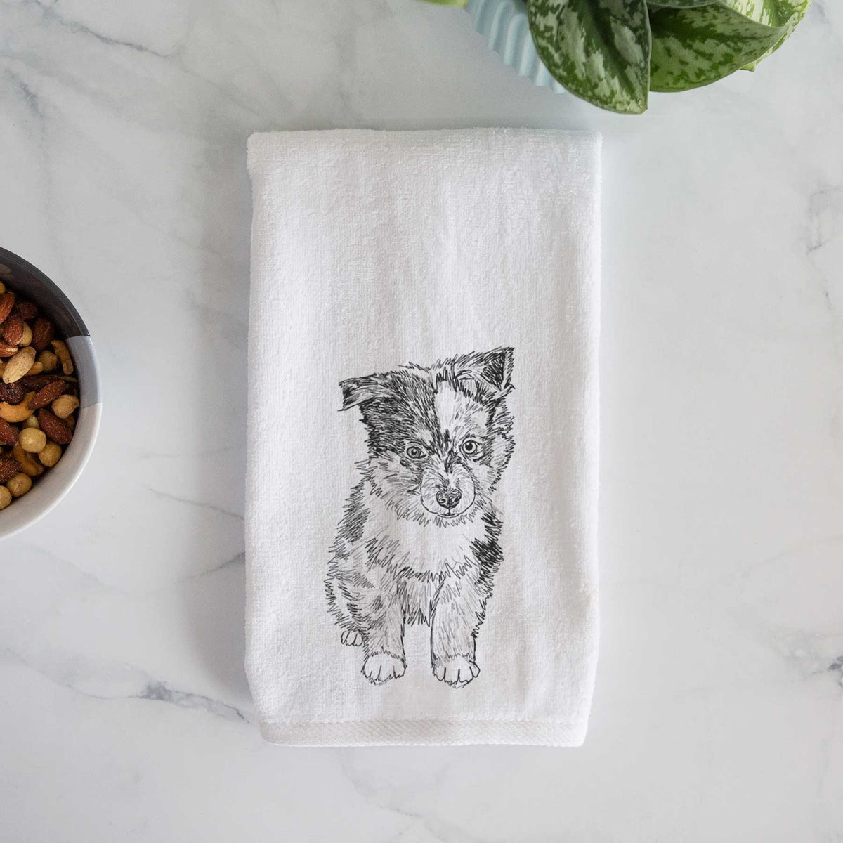 Doodled Bernie the Mini Aussie Decorative Hand Towel