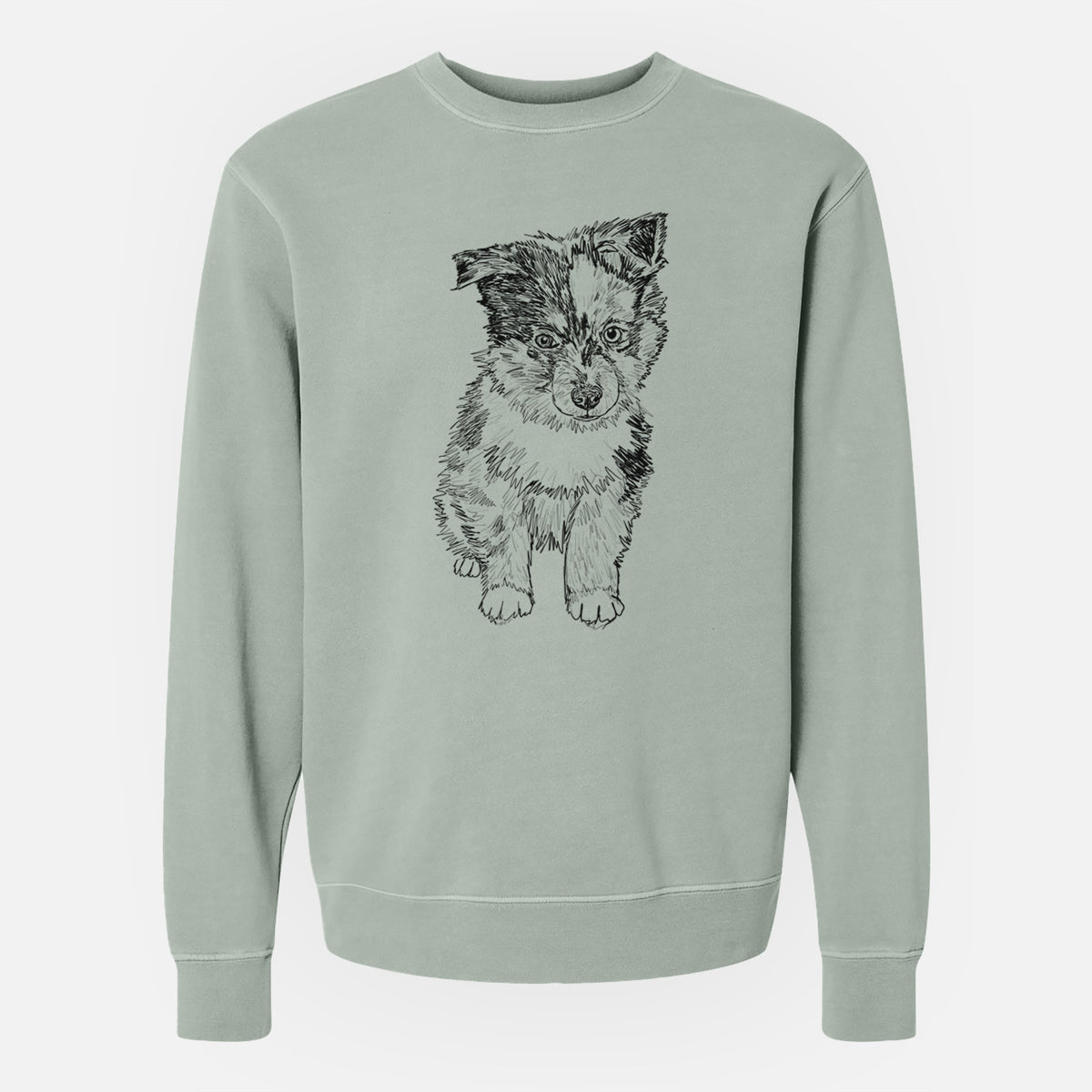 Doodled Bernie the Mini Aussie - Unisex Pigment Dyed Crew Sweatshirt