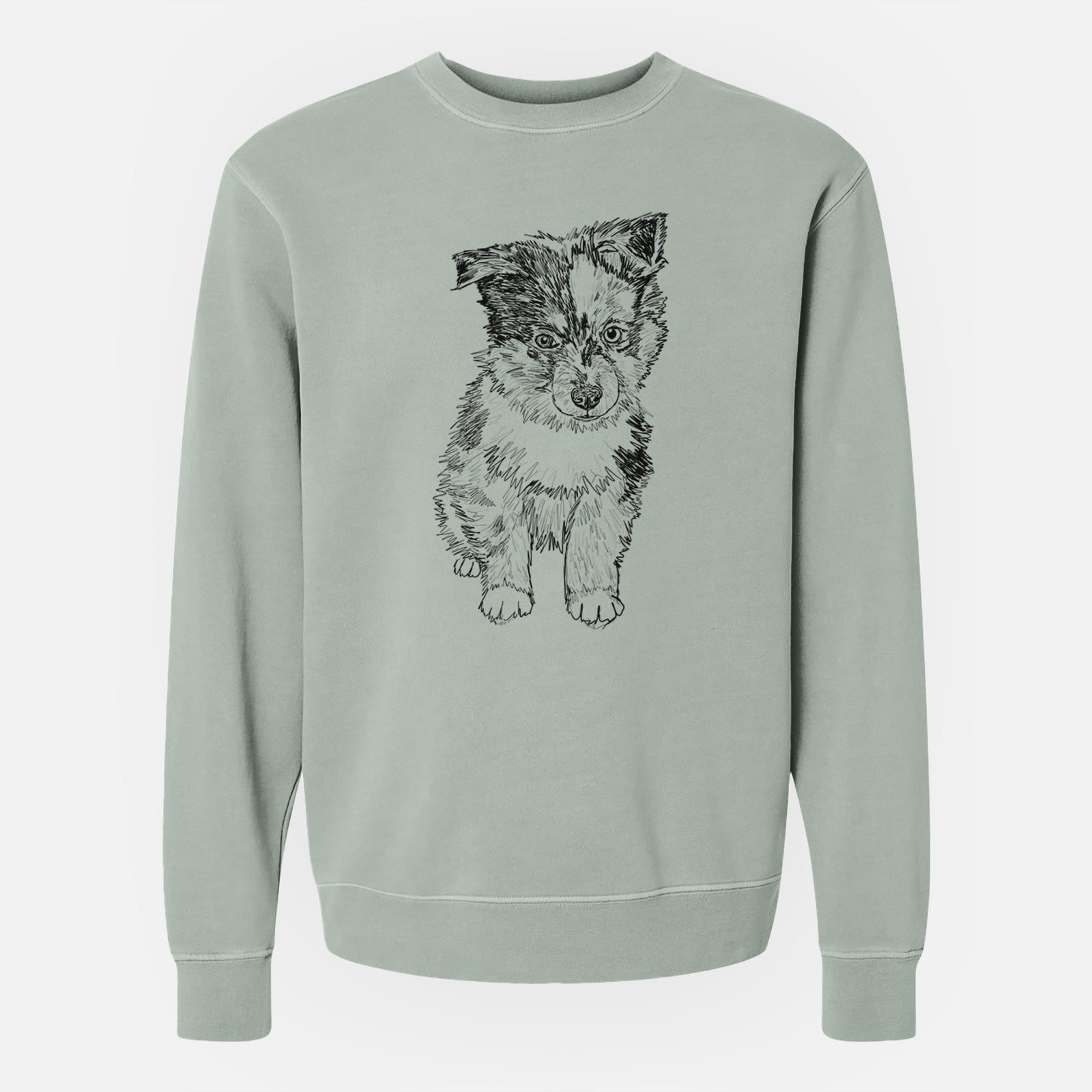 Doodled Bernie the Mini Aussie - Unisex Pigment Dyed Crew Sweatshirt