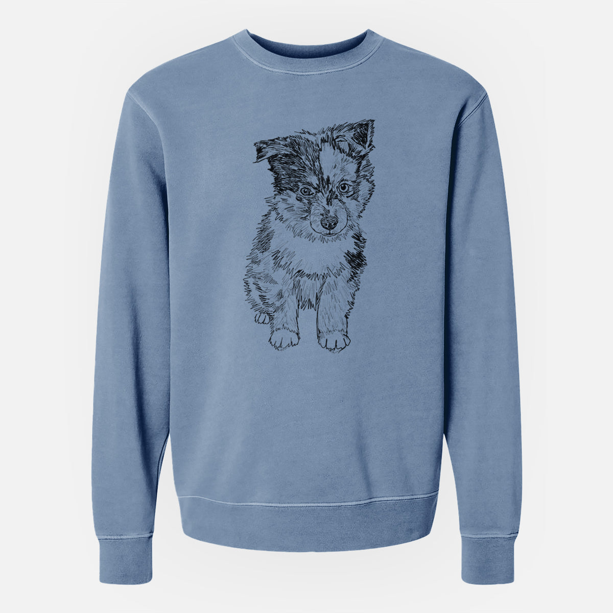 Doodled Bernie the Mini Aussie - Unisex Pigment Dyed Crew Sweatshirt