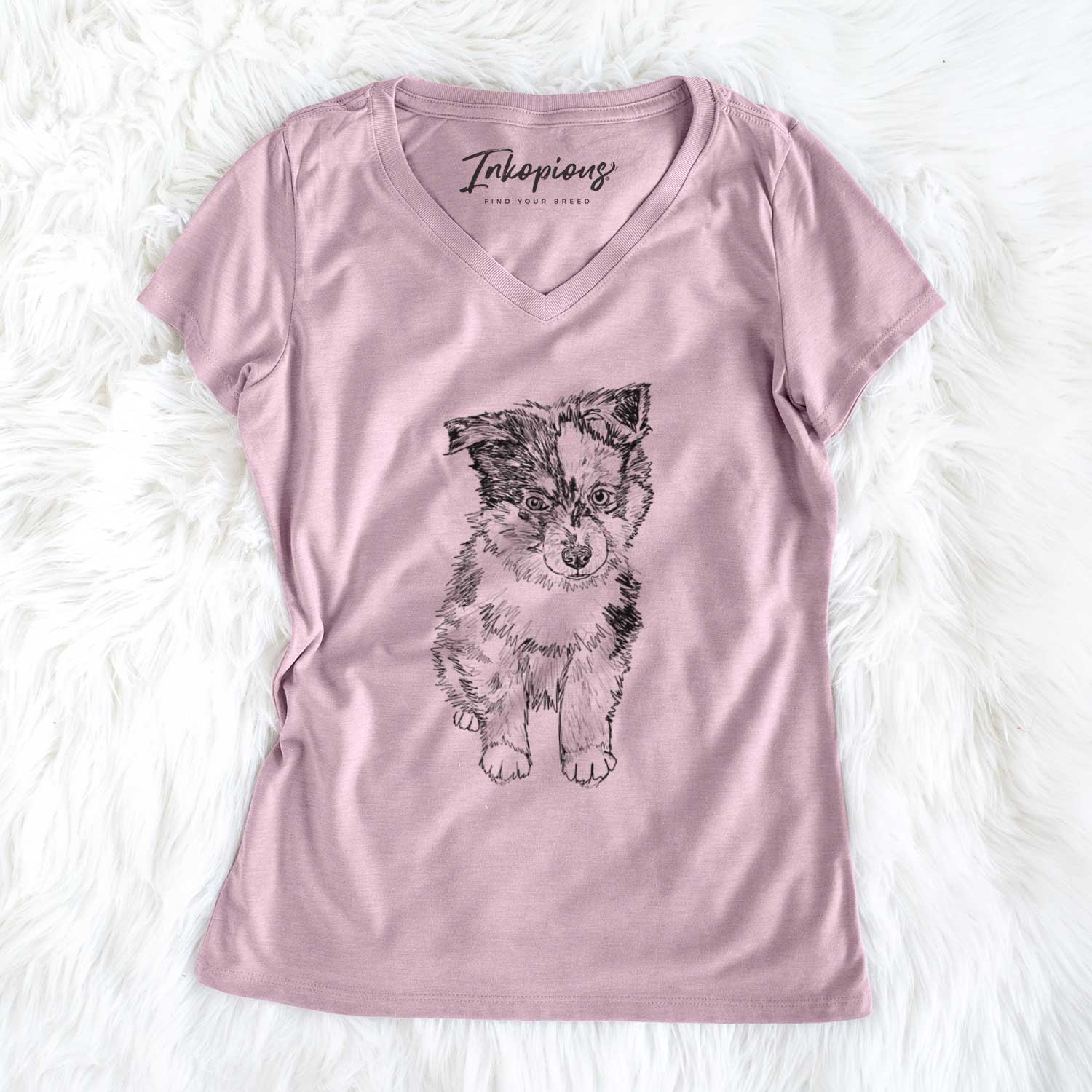 Doodled Bernie the Mini Aussie - Women's V-neck Shirt