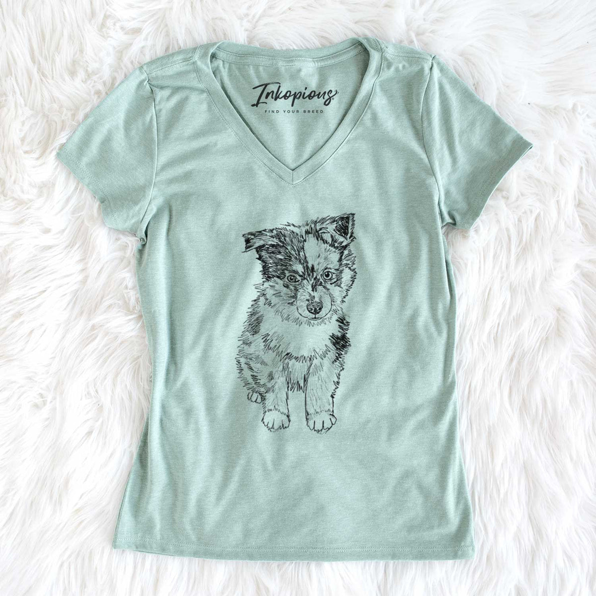 Doodled Bernie the Mini Aussie - Women's V-neck Shirt