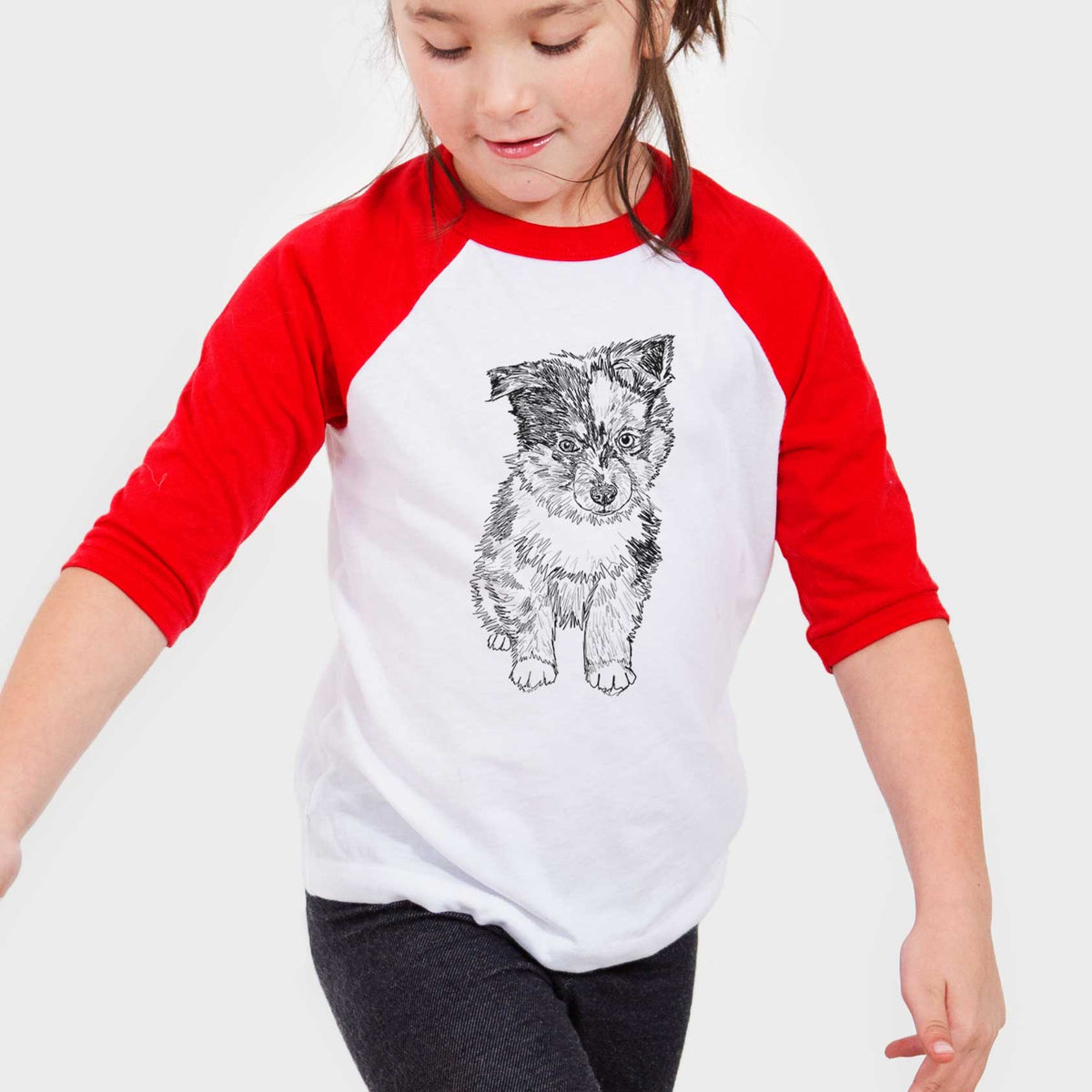 Doodled Bernie the Mini Aussie - Youth 3/4 Long Sleeve