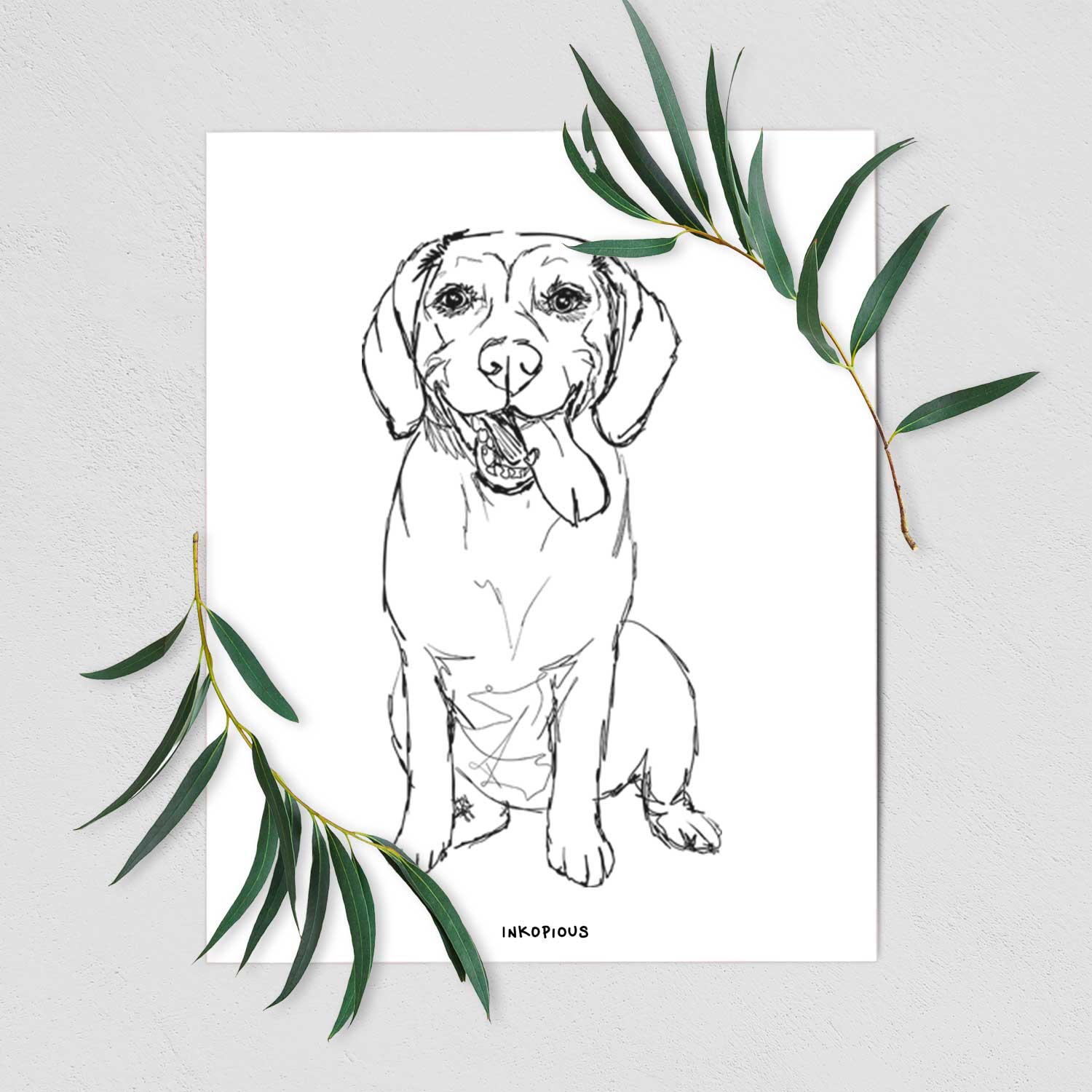 Doodled Bernie the Beagle Art Print