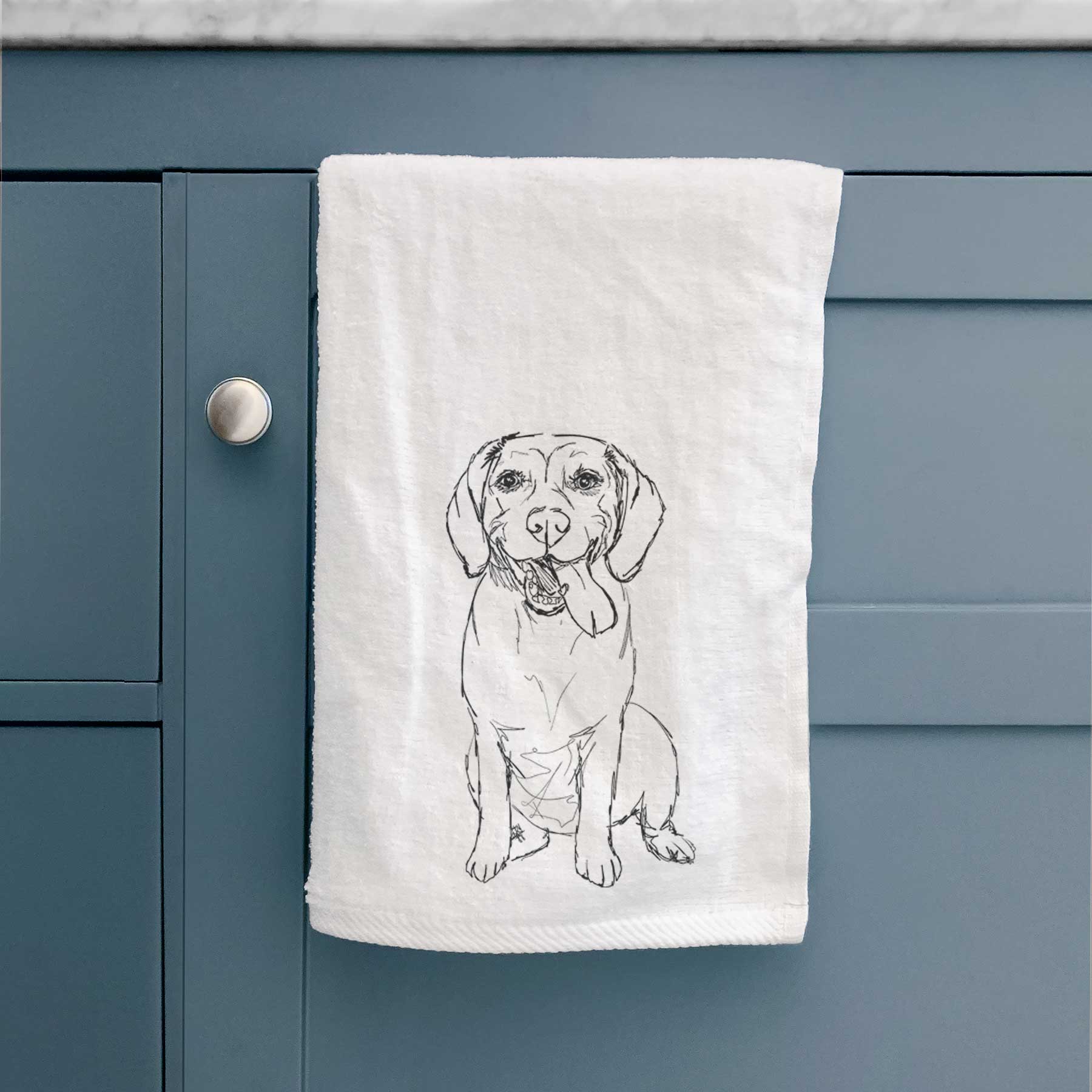 Doodled Bernie the Beagle Decorative Hand Towel