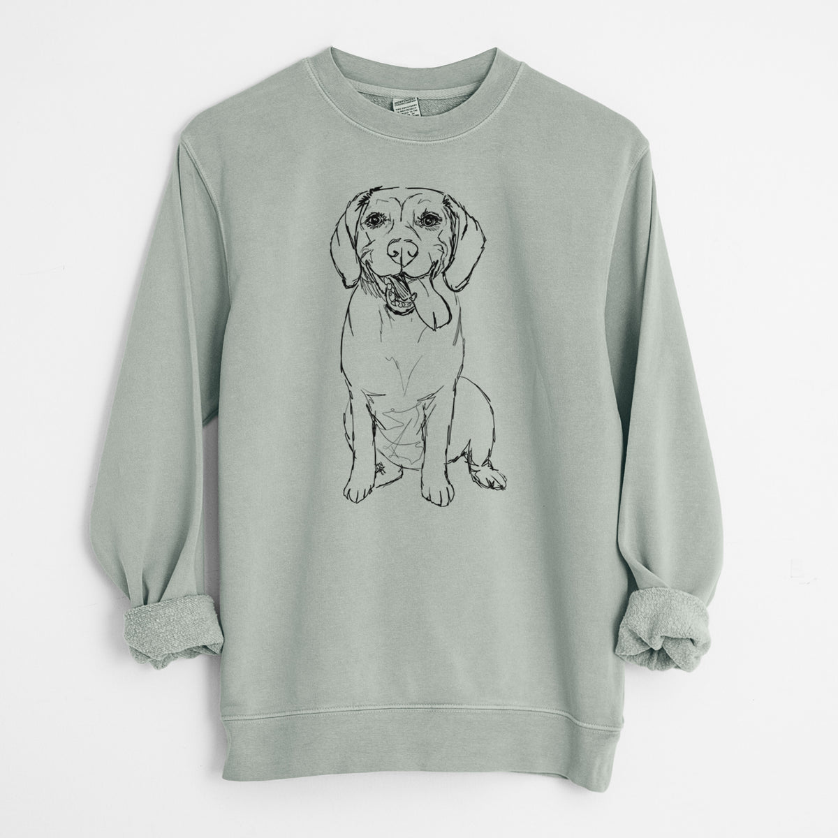 Doodled Bernie the Beagle - Unisex Pigment Dyed Crew Sweatshirt