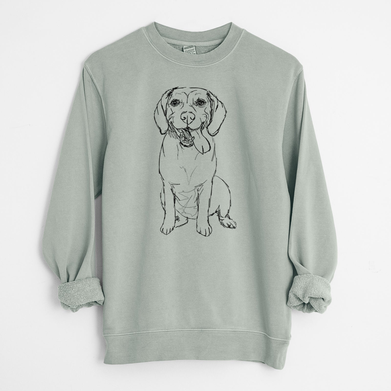Doodled Bernie the Beagle - Unisex Pigment Dyed Crew Sweatshirt