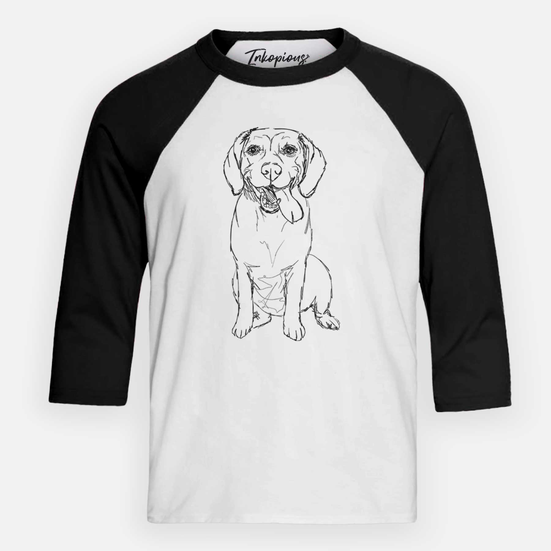 Doodled Bernie the Beagle - Youth 3/4 Long Sleeve