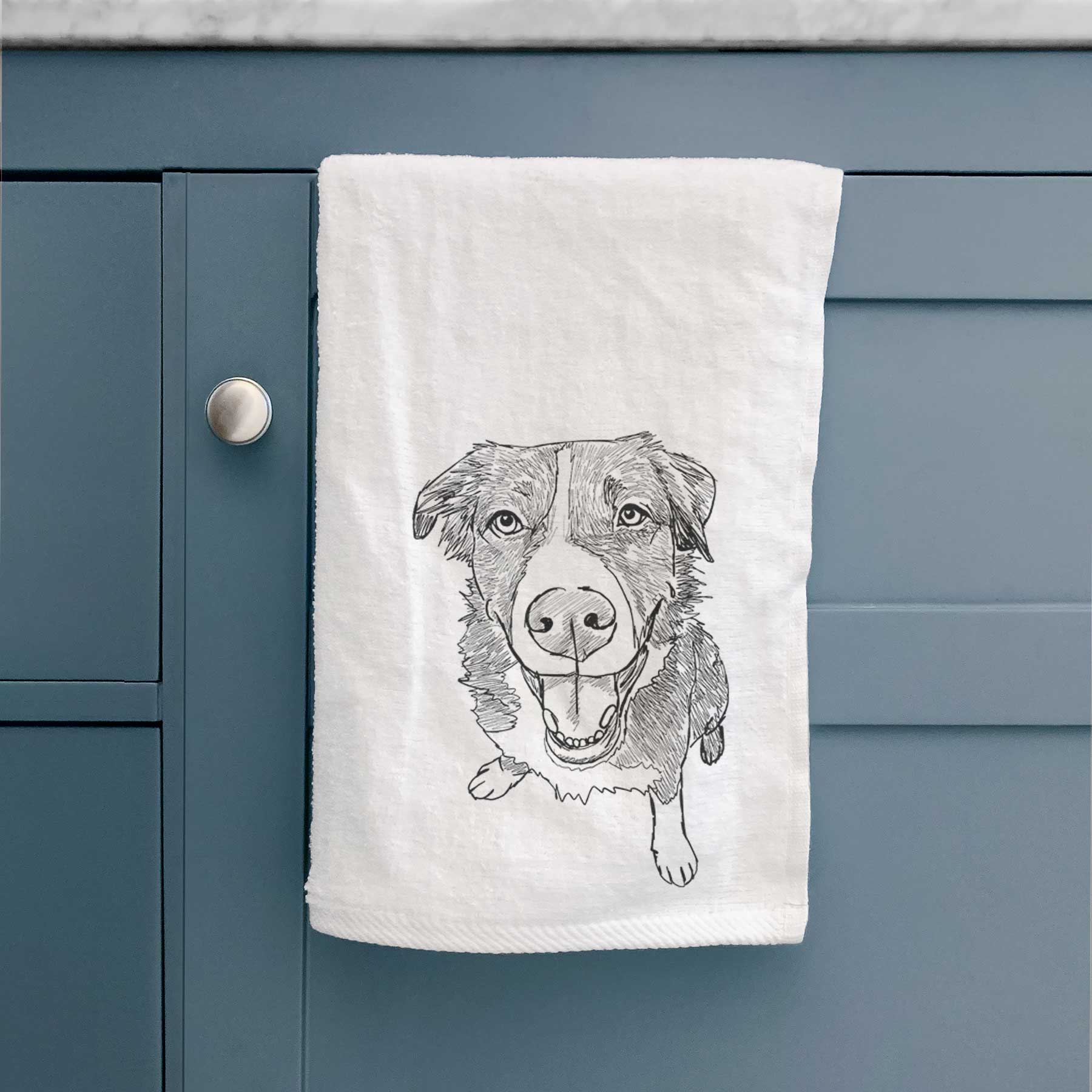 Doodled Bernie the Mixed Breed Decorative Hand Towel