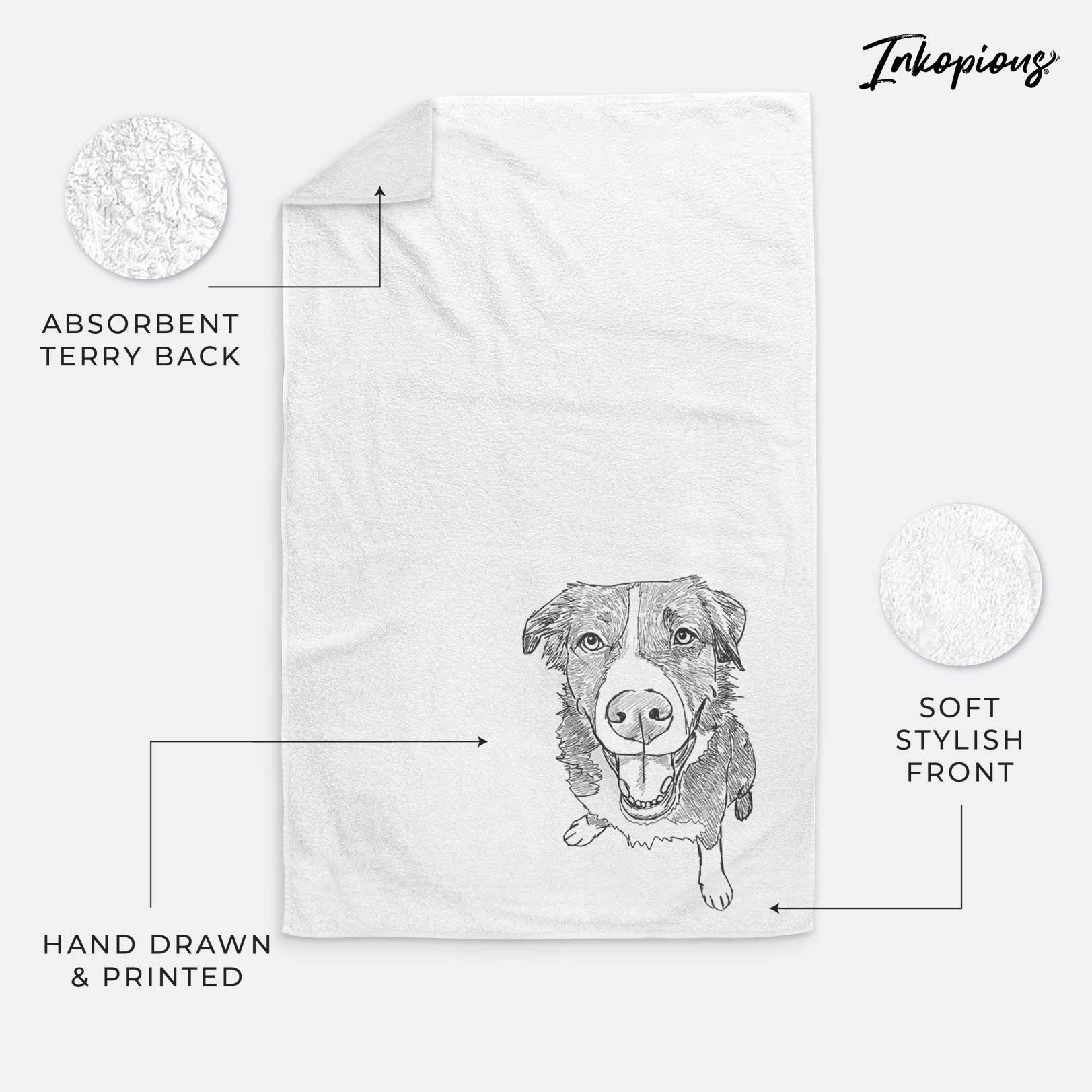 Doodled Bernie the Mixed Breed Decorative Hand Towel