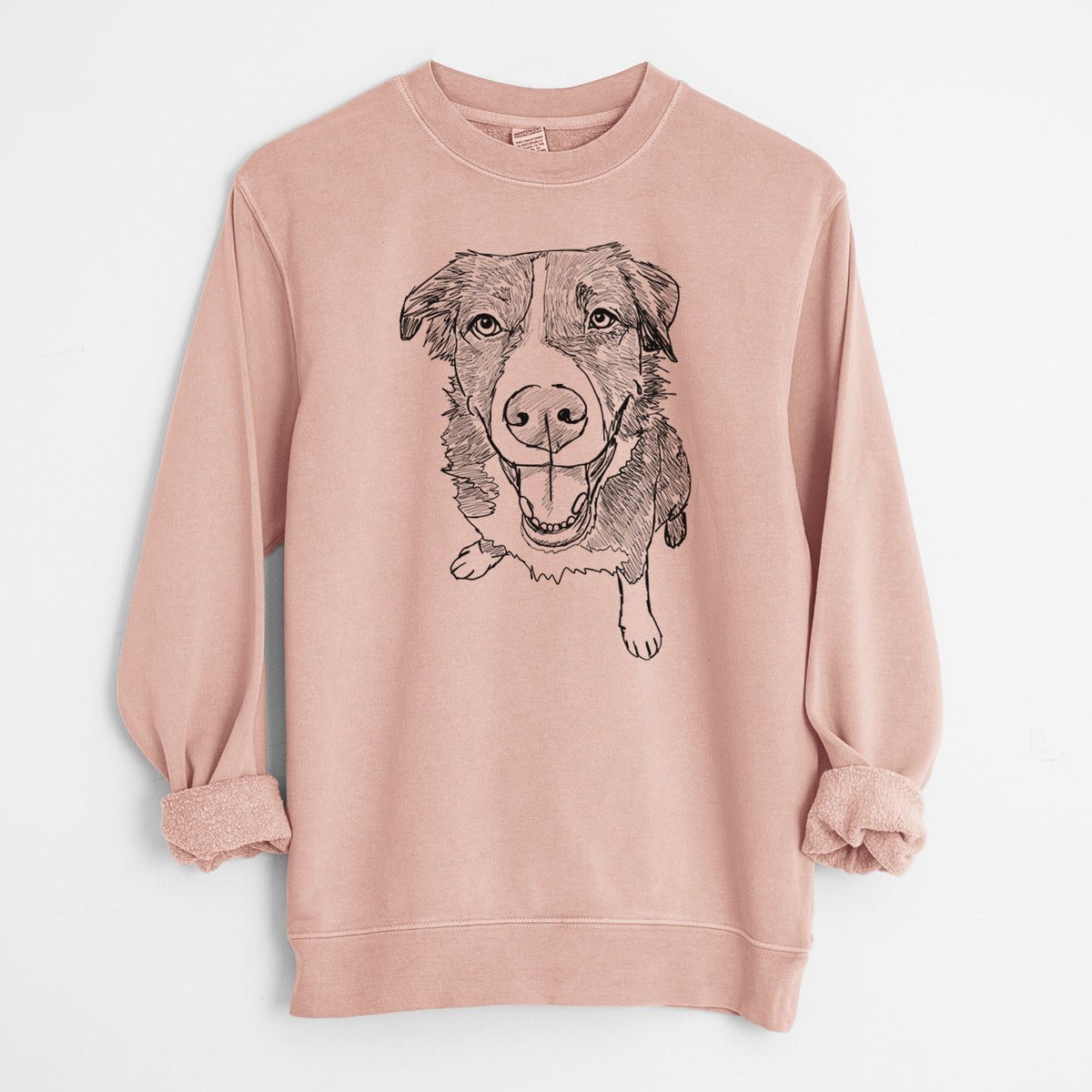 Doodled Bernie the Mixed Breed - Unisex Pigment Dyed Crew Sweatshirt