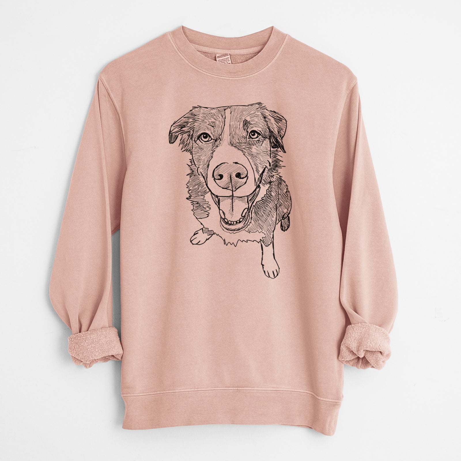 Doodled Bernie the Mixed Breed - Unisex Pigment Dyed Crew Sweatshirt