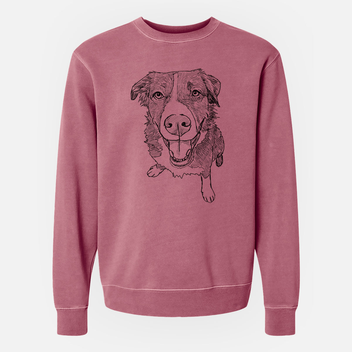Doodled Bernie the Mixed Breed - Unisex Pigment Dyed Crew Sweatshirt