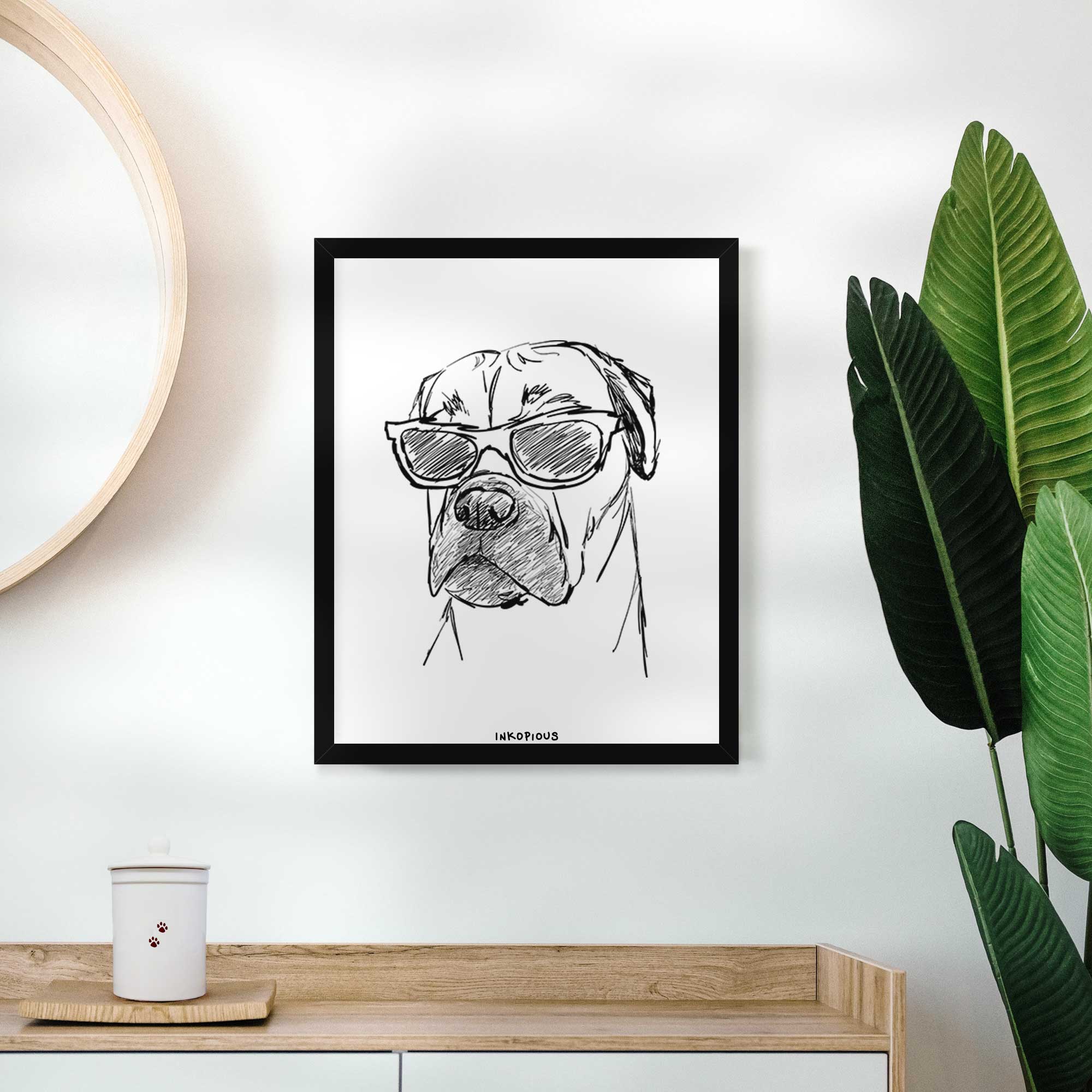 Doodled Bob the Boxer Mastiff Mix Art Print