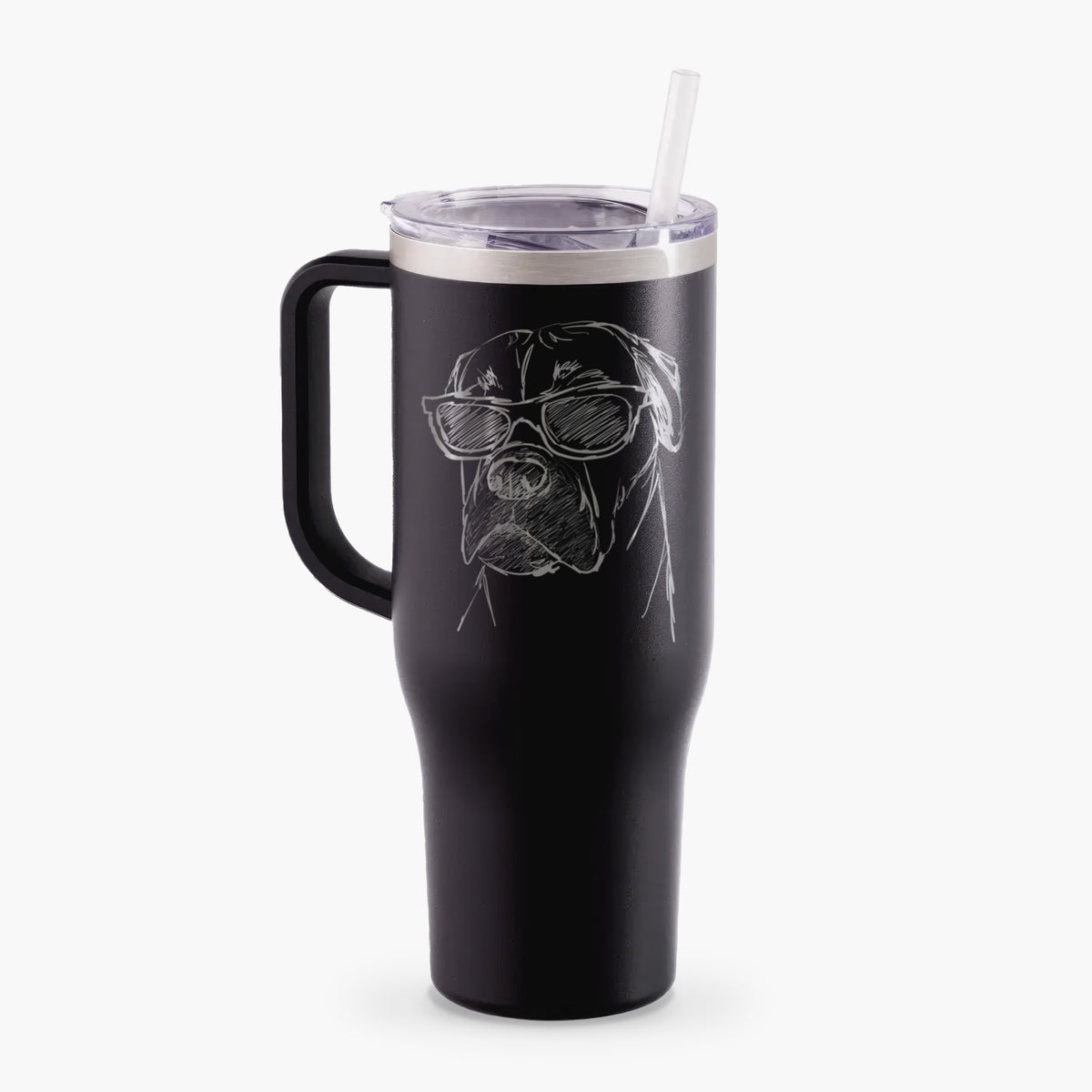 Doodled Bob the Boxer Mastiff Mix - 40oz Tumbler with Handle