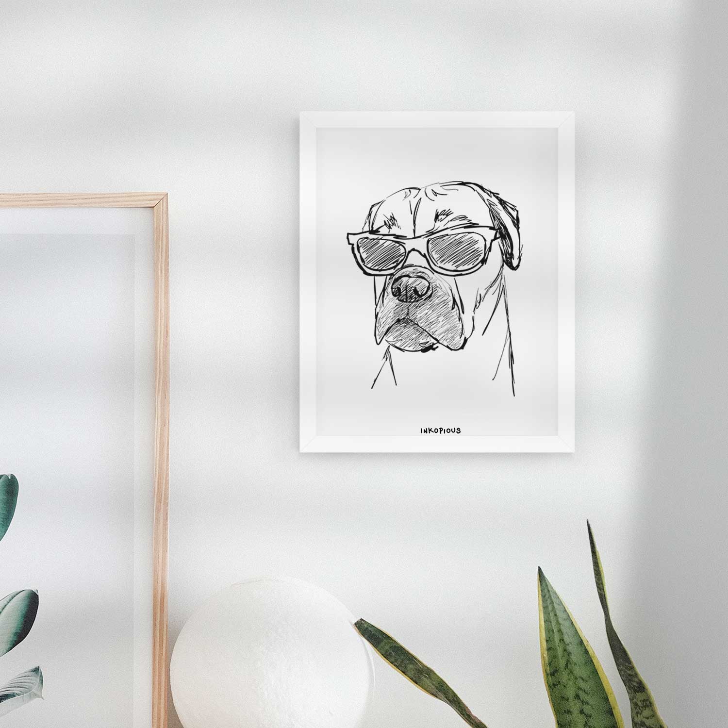 Doodled Bob the Boxer Mastiff Mix Art Print